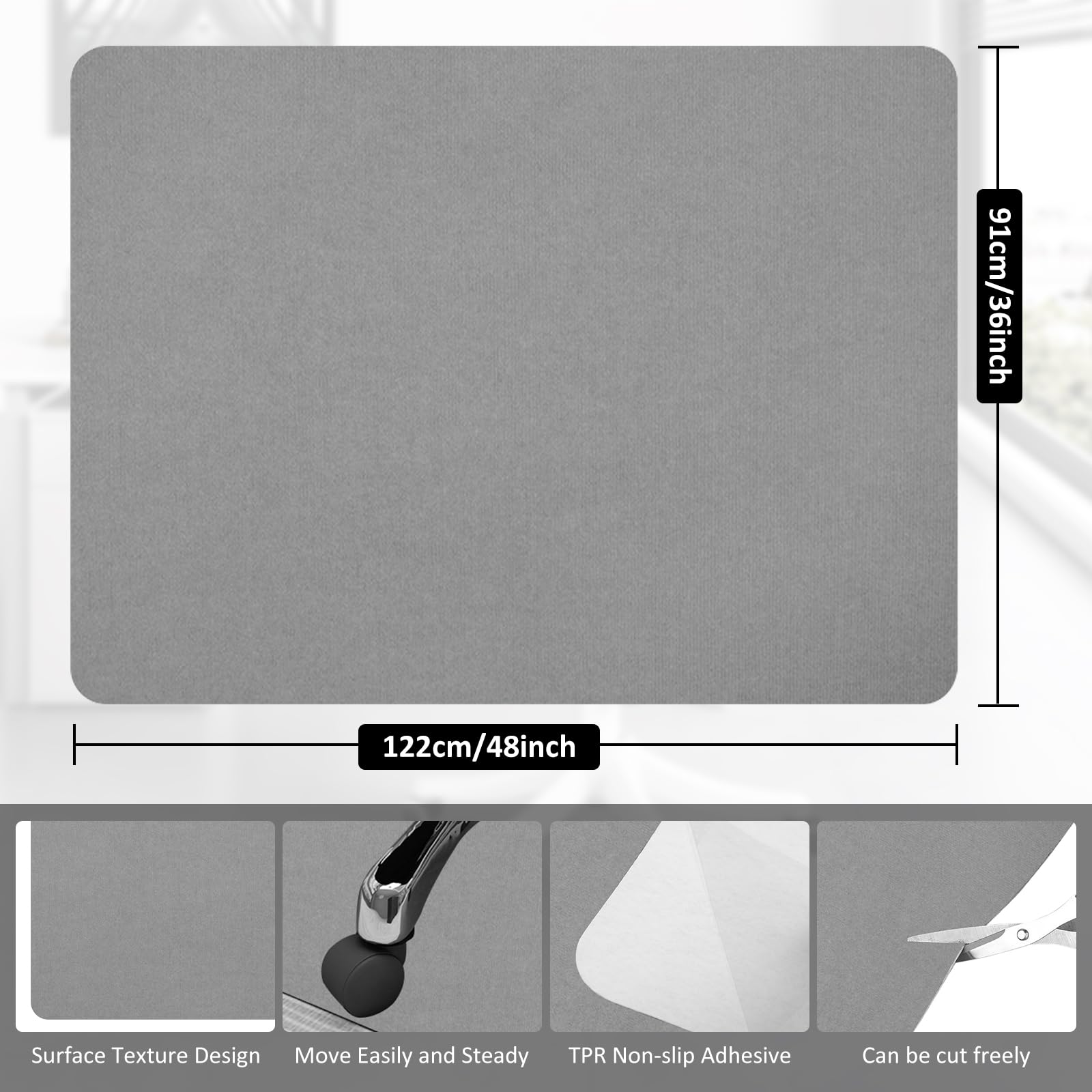 **Durable Office Chair Mat for Hardwood Floors & Tile - 36