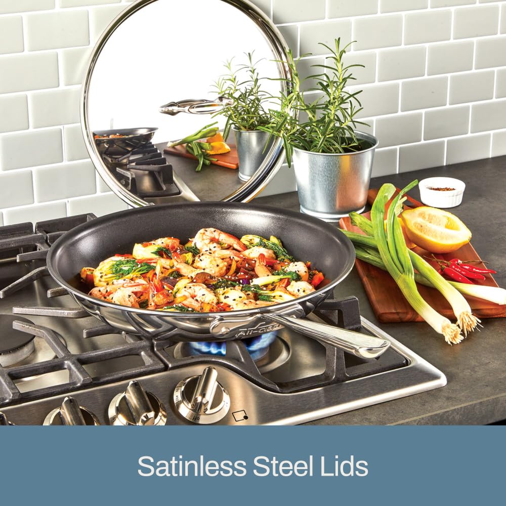 All-Clad D3 3-Ply Stainless Steel Non Stick Cookware Set - 10 Piece Induction Compatible Kitchen Cooking Set with Frying Pans, Saucepans, Saute Pan, Stockpot & Lids - Oven & Broiler Safe to 600°F - Perfect for Home Chefs, Professional Kitchens & Gourmet Cooking