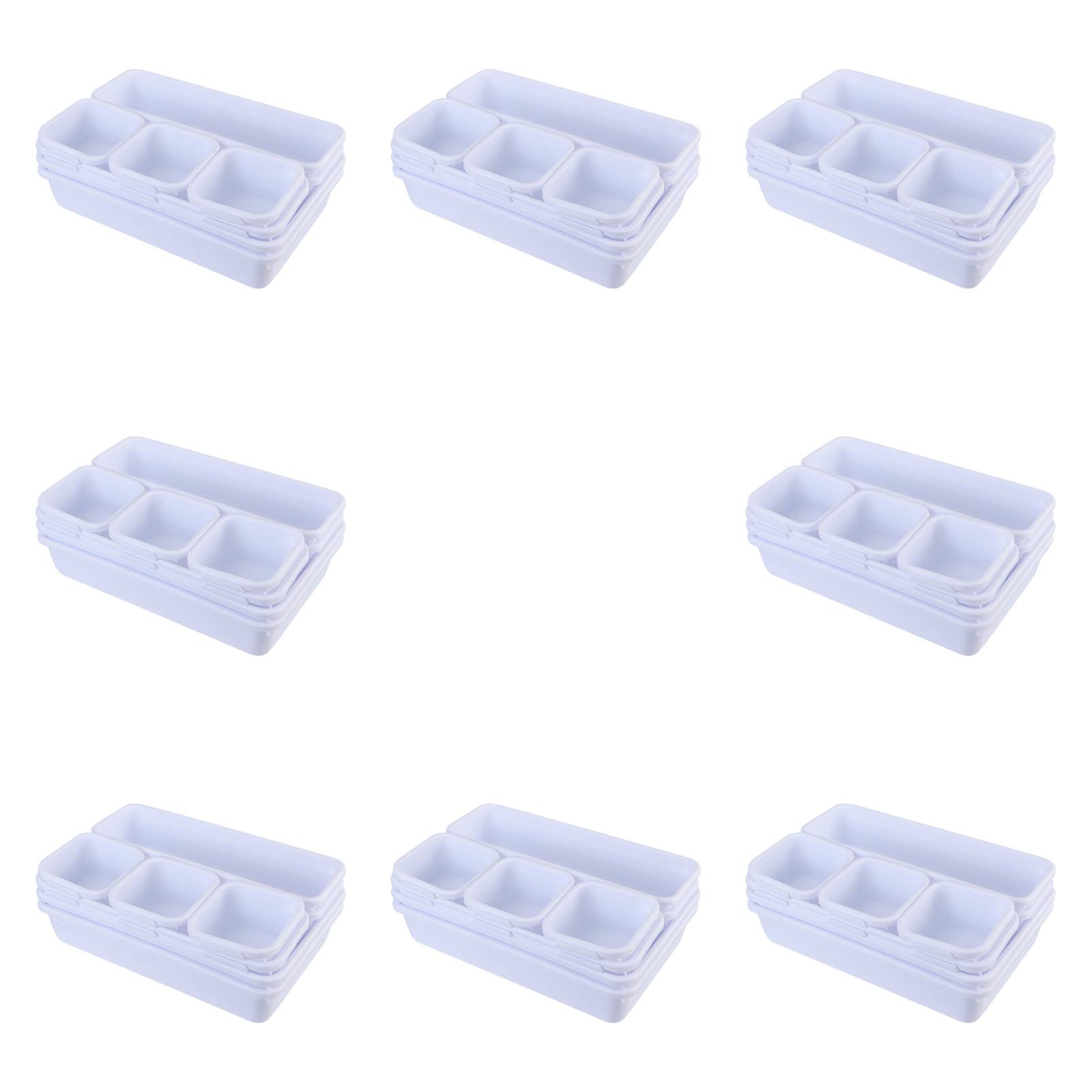 DOITOOL 8-Piece Drawer Storage Box Set - Plastic Desktop Organizer with Lid, Home Office Organization for Stationery, Makeup, Jewelry & Small Items - Perfect for Bedroom, Bathroom & Workspace