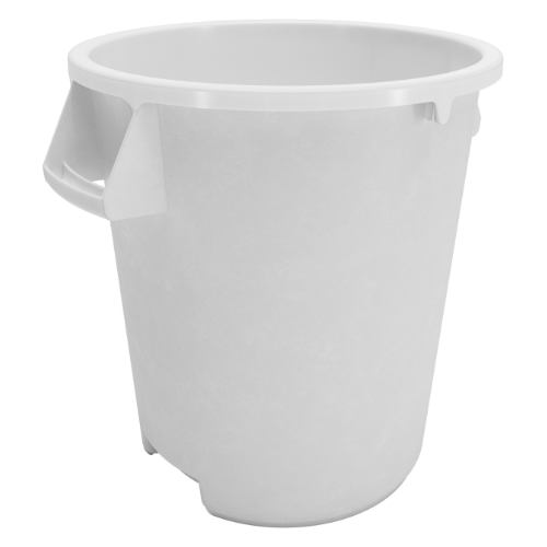 Carlisle 84104402 Bronco Round Waste Bin & Food Container - 44 Gallon White Plastic Trash Can for Kitchen, Restaurant & Commercial Use - Heavy Duty & Durable for Indoor & Outdoor Waste Disposal