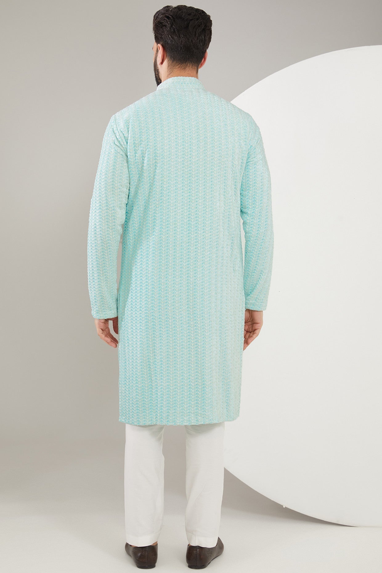 Powder Blue Embroidered Kurta for Women - Traditional Indian Cotton Tunic Top - Perfect for Festivals, Weddings & Casual Wear