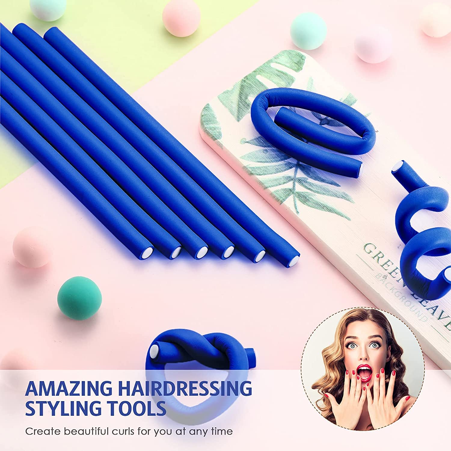 SIYAA 20-Pack Flexible Curling Rods & Twist Foam Hair Rollers - No Heat Soft Foam Hair Curlers with Steel Pintail Comb for Women & Girls (Size M-1) - Perfect for Salon-Quality Curls at Home, Travel & DIY Styling