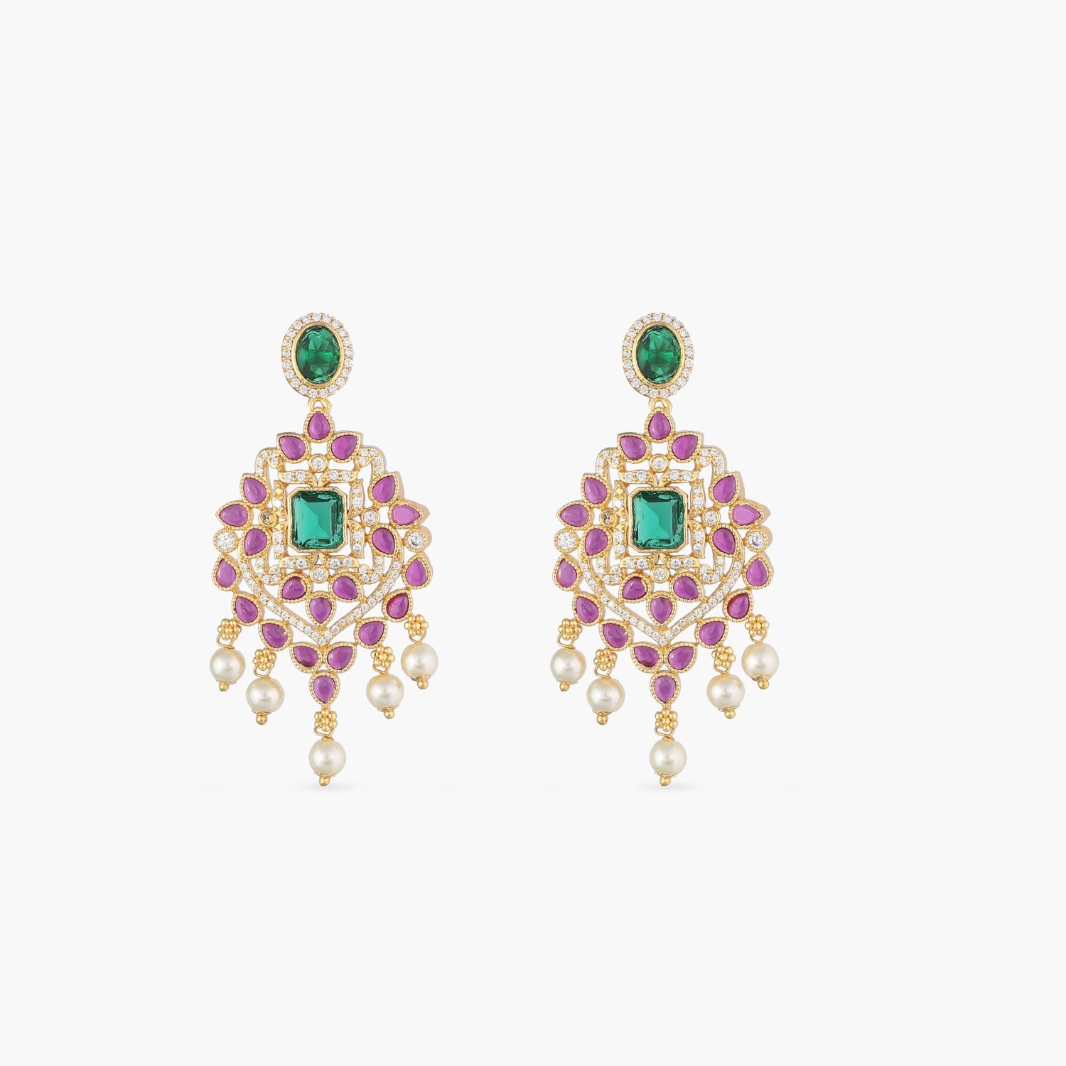 Kalindi Nakshatra CZ Drop Earrings - Elegant Cubic Zirconia Dangle Earrings for Women | Perfect for Weddings, Parties & Evening Events