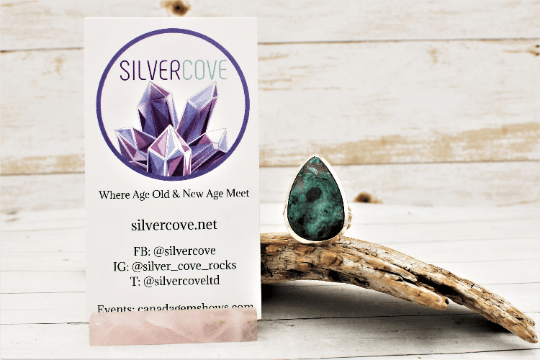 Natural Chrysocolla Gemstone Ring - Size 8 | Handmade Sterling Silver Jewelry for Women | Perfect for Everyday Wear, Meditation & Spiritual Healing