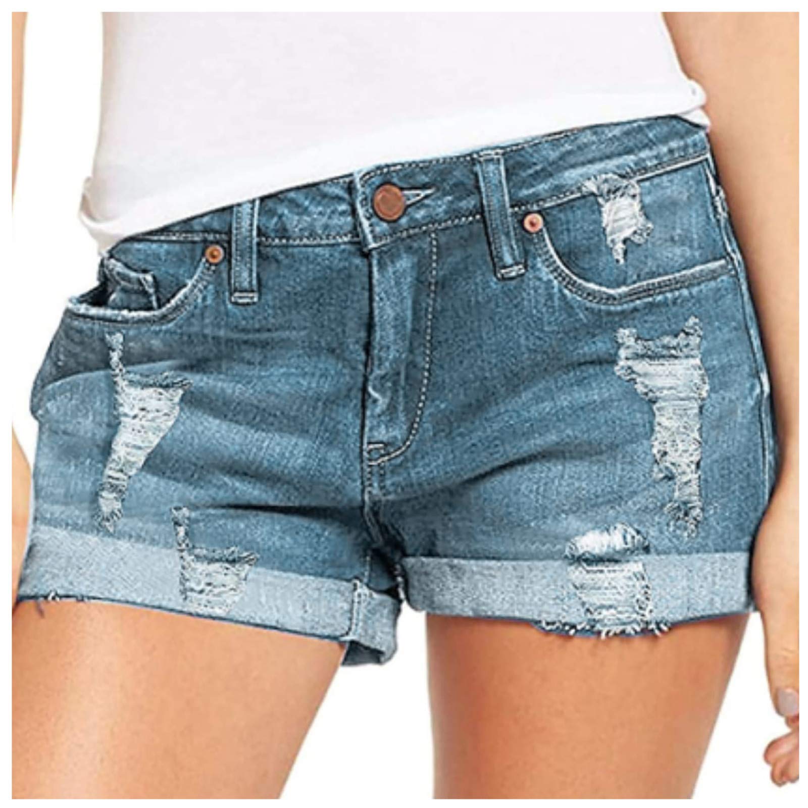 ZYNIC Women's High Waist Stretch Denim Shorts - Sexy Frayed Hem Distressed Jean Shorts for Women & Teens | Perfect for Summer, Beach, and Casual Outfits