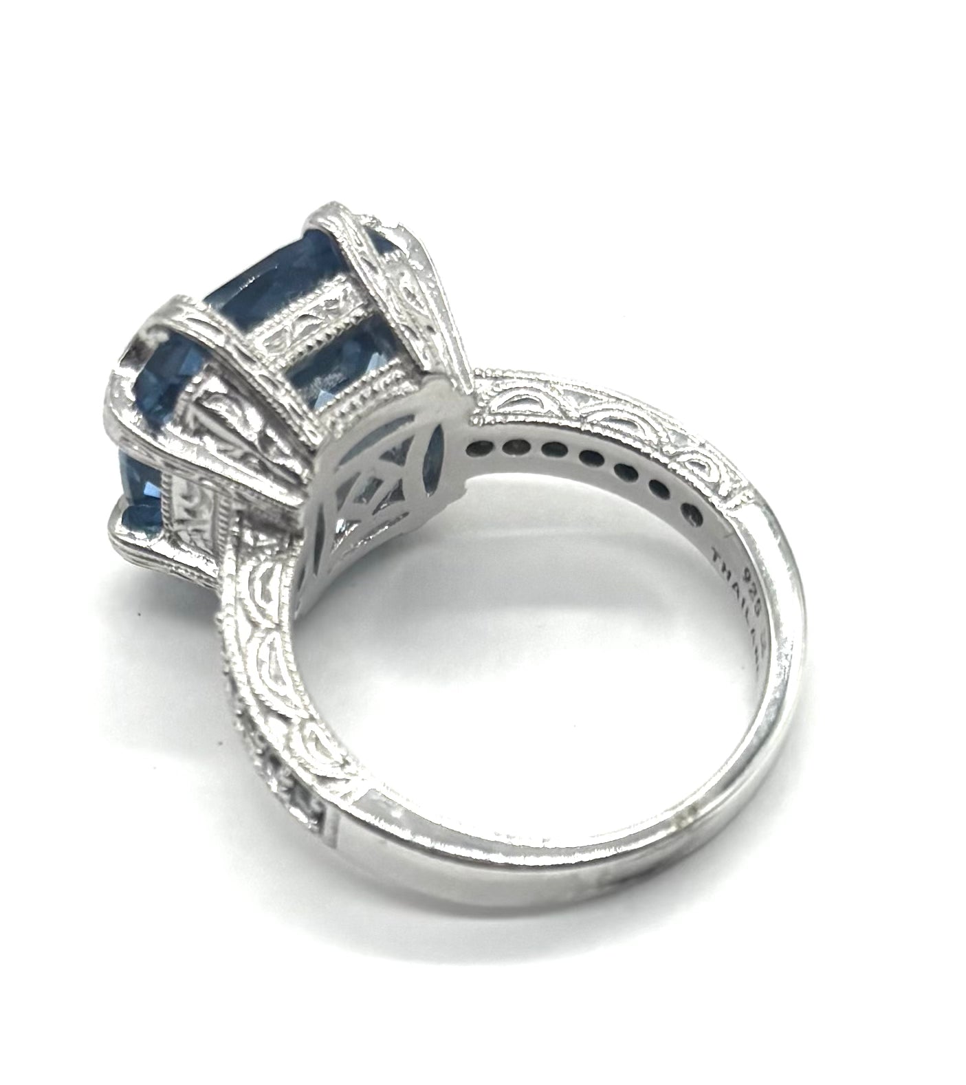 925 Sterling Silver Tacori Blue Topaz Ring for Women – Elegant Birthstone Jewelry Gift for Engagement, Anniversary & Special Occasions