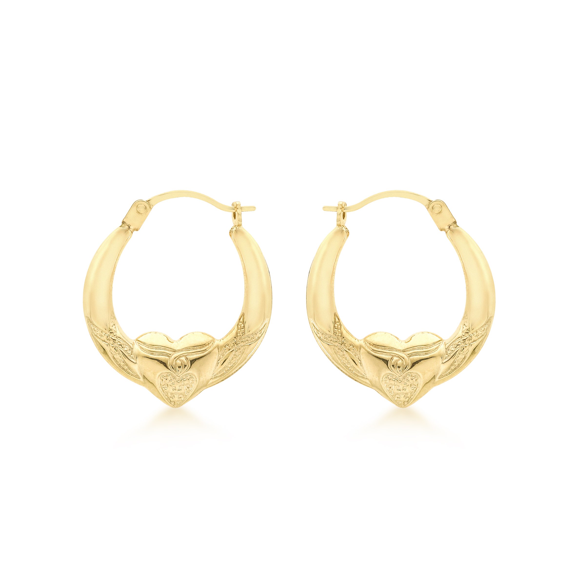 Carissima 9ct Yellow Gold Heart Creole Earrings for Women - Elegant & Timeless Jewelry for Everyday Wear, Date Nights & Special Occasions