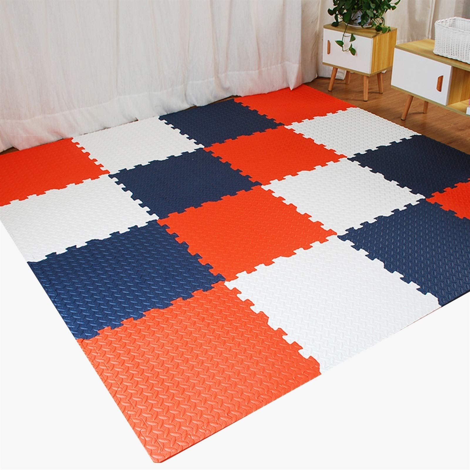 MAHFEI Interlocking Soft Foam Floor Mats - EVA Puzzle Rubber Tiles for Home Gym, Kids Playroom & Garage - Non-Slip Exercise Mats for Pilates, Yoga & Treadmill Workouts - 6-Piece Set (Color #1) - Perfect for Playrooms, Home Fitness & Garage Floor Protection