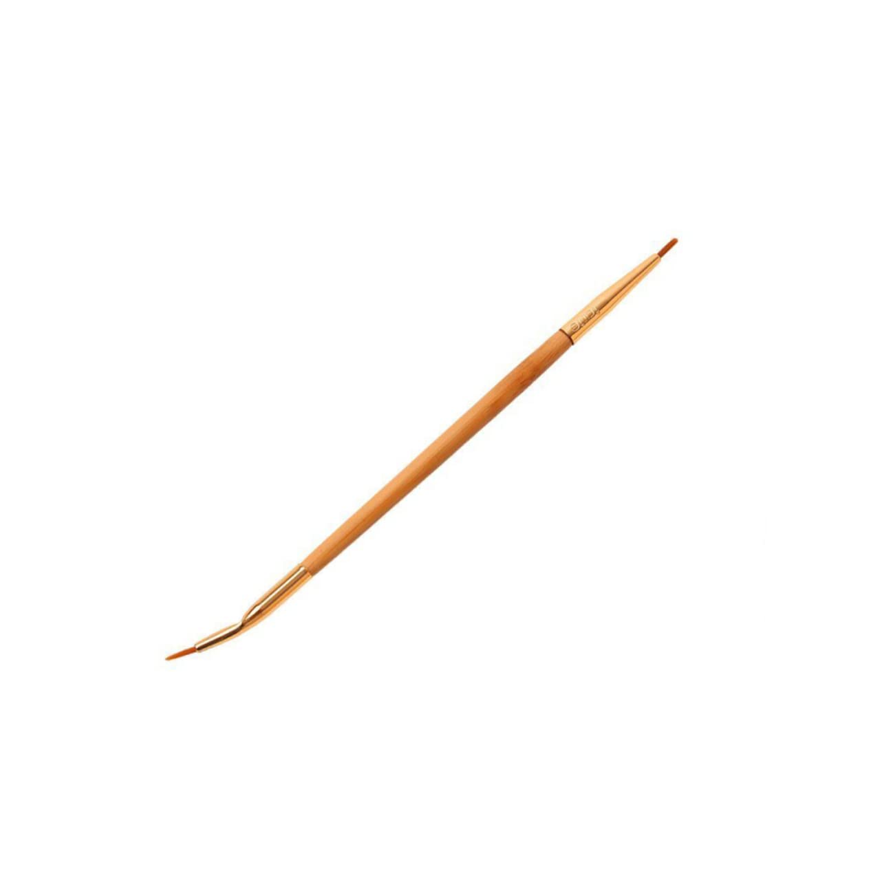 KALLORY Double Ended Eyeliner Brush with Sharpener - Straight & Bent Angled Bamboo Makeup Brush for Precise Winged Liner & Smokey Eye Application - Professional Cosmetic Brush Set for Liquid, Gel & Powder Eyeliners (Perfect for Travel & Pro Makeup Kits)