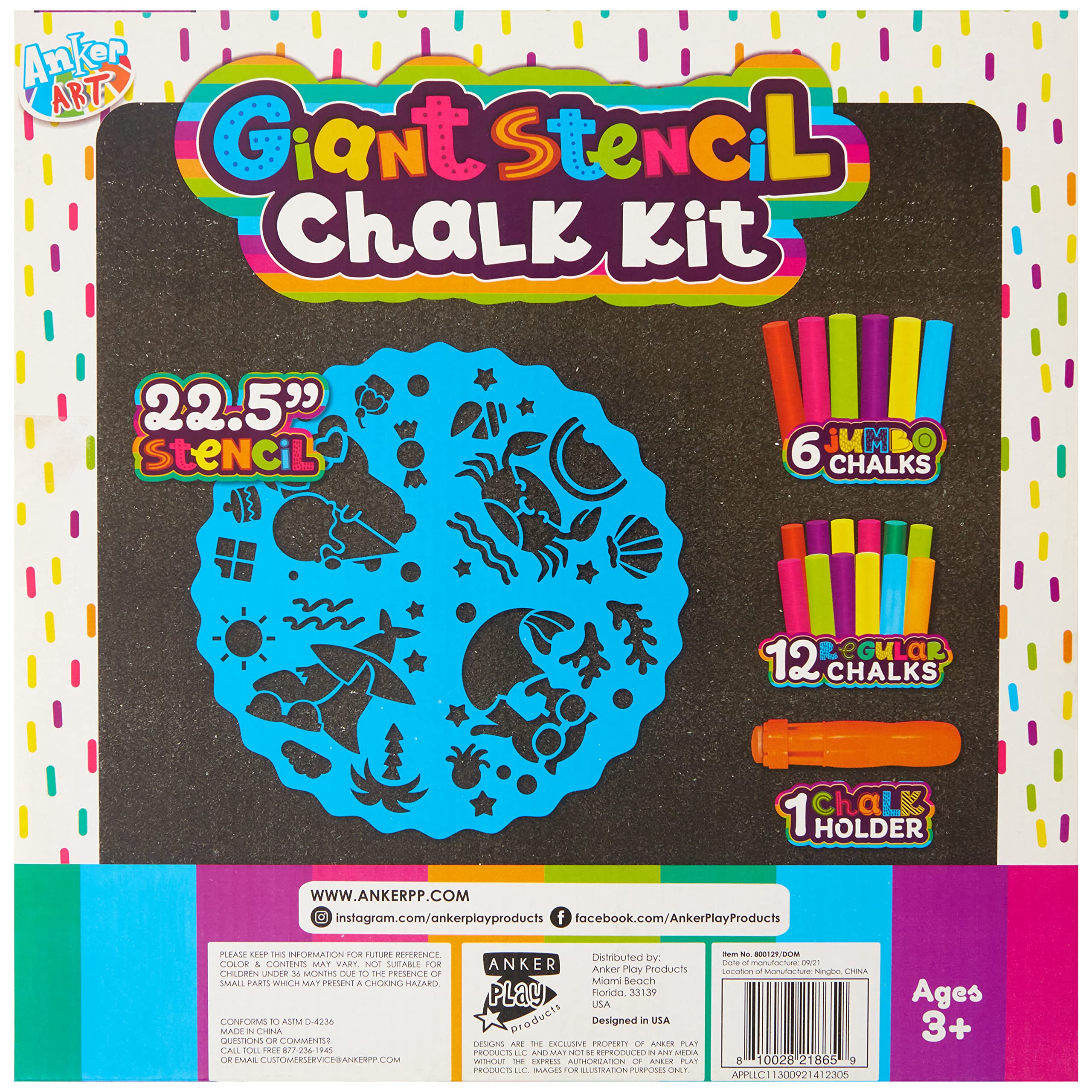 20-Piece Giant Sidewalk Chalk Stencil Kit in Purple - Fun Outdoor Activities for Kids, Creative Drawing & Playtime