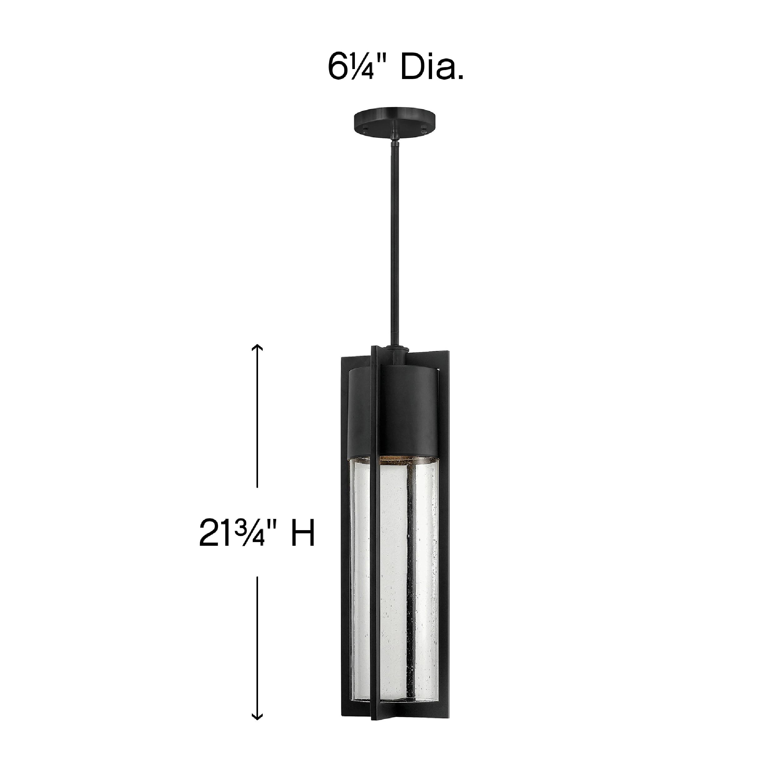 Hinkley Shelter Large Outdoor Hanging Lantern - Dark Sky Approved, 1-Light Cylinder Aluminum Fixture with Clear Seedy Glass & Included Bulb - Black Finish - Perfect for Porch, Patio, Garden & Backyard Lighting