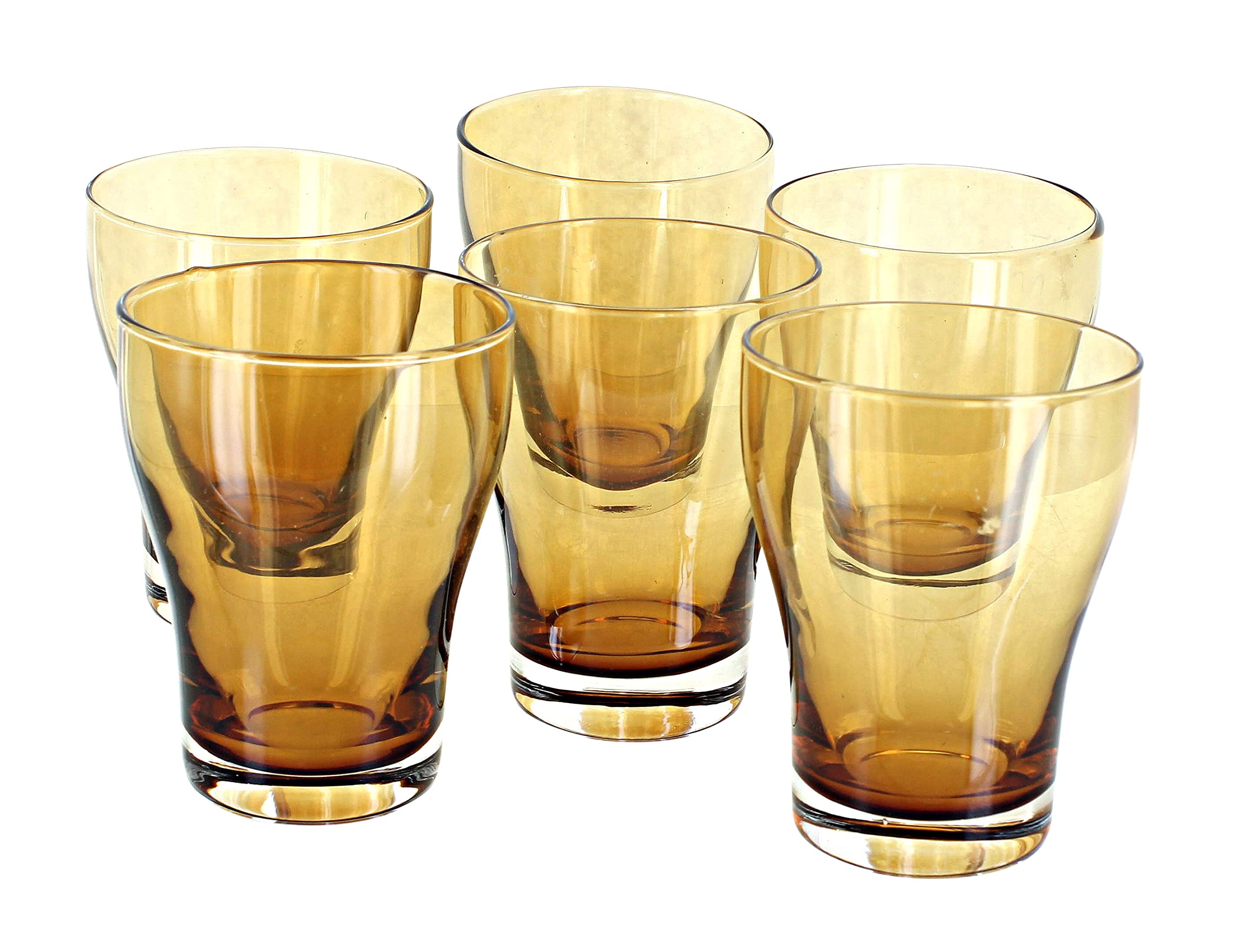 Handmade Blue Rose Polish Pottery Amber Craft Beer Glasses Set of 6 - Traditional European Style Drinking Glasses for Beer, Cocktails & Home Bar Decor - Perfect for Parties, Gifts & Collectors