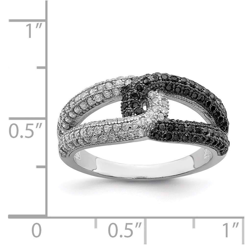 925 Sterling Silver Black & White Cubic Zirconia Ring for Women - Elegant Fine Jewelry Gift for Her - Perfect for Anniversary, Birthday, Valentine's Day & Special Occasions
