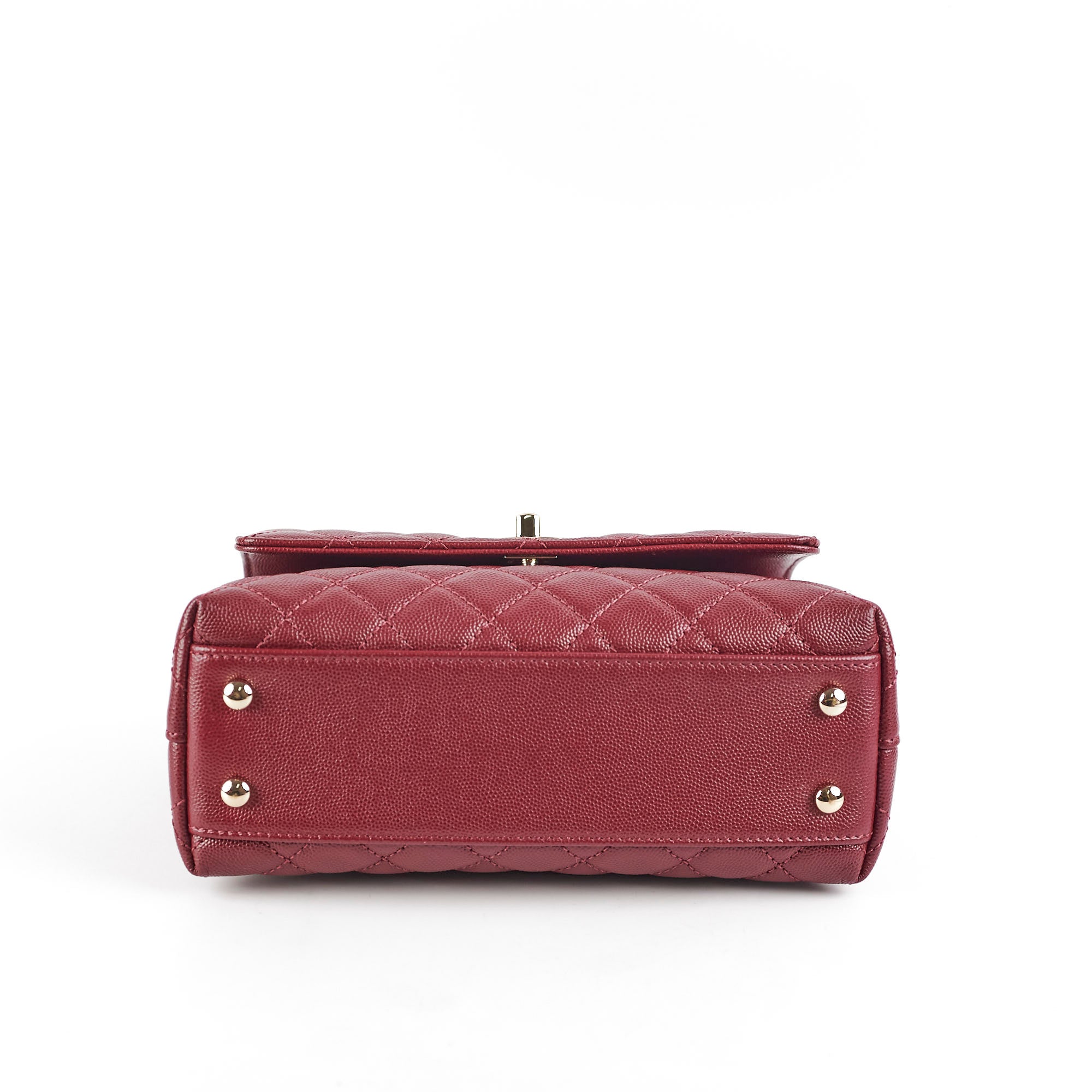 Chanel Small Coco Handle Bag in Burgundy Caviar Leather with Lizard Embossed Detailing - Perfect for Evening Events & Luxury Fashion Accessories