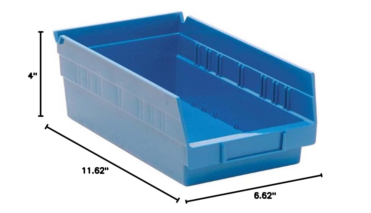 Quantum Storage QSB102BL 30-Pack 4-Inch Hanging Plastic Shelf Bins – 11.625