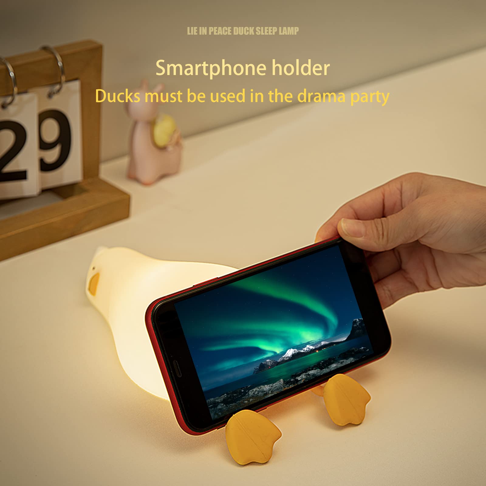 MUID Benson Lying Flat Duck Night Light - Rechargeable LED Squishy Duck Lamp, Cute Dimmable Silicone Nursery Nightlight for Baby Kids Room, Bedside Touch Lamp for Breastfeeding & Sleep Aid - Perfect for Nursery Decor, Kids Bedroom & Relaxation (Finn The Duck)