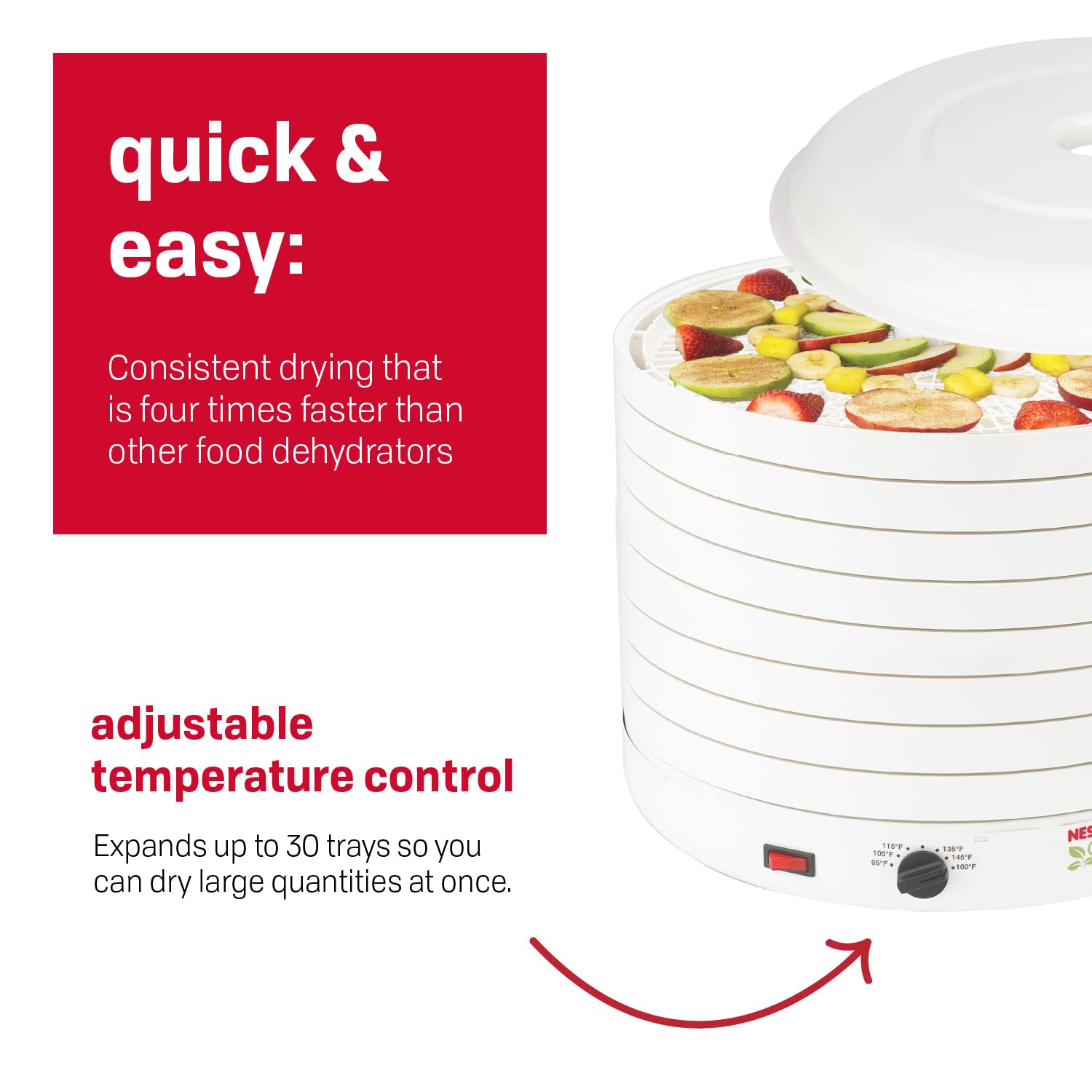 Nesco FD-1018P 1000 Watt Food Dehydrator Kit with 5 Trays - Electric Drying Machine for Jerky, Fruits, Herbs & Vegetables - Perfect for Home Kitchen, Camping & Food Preservation