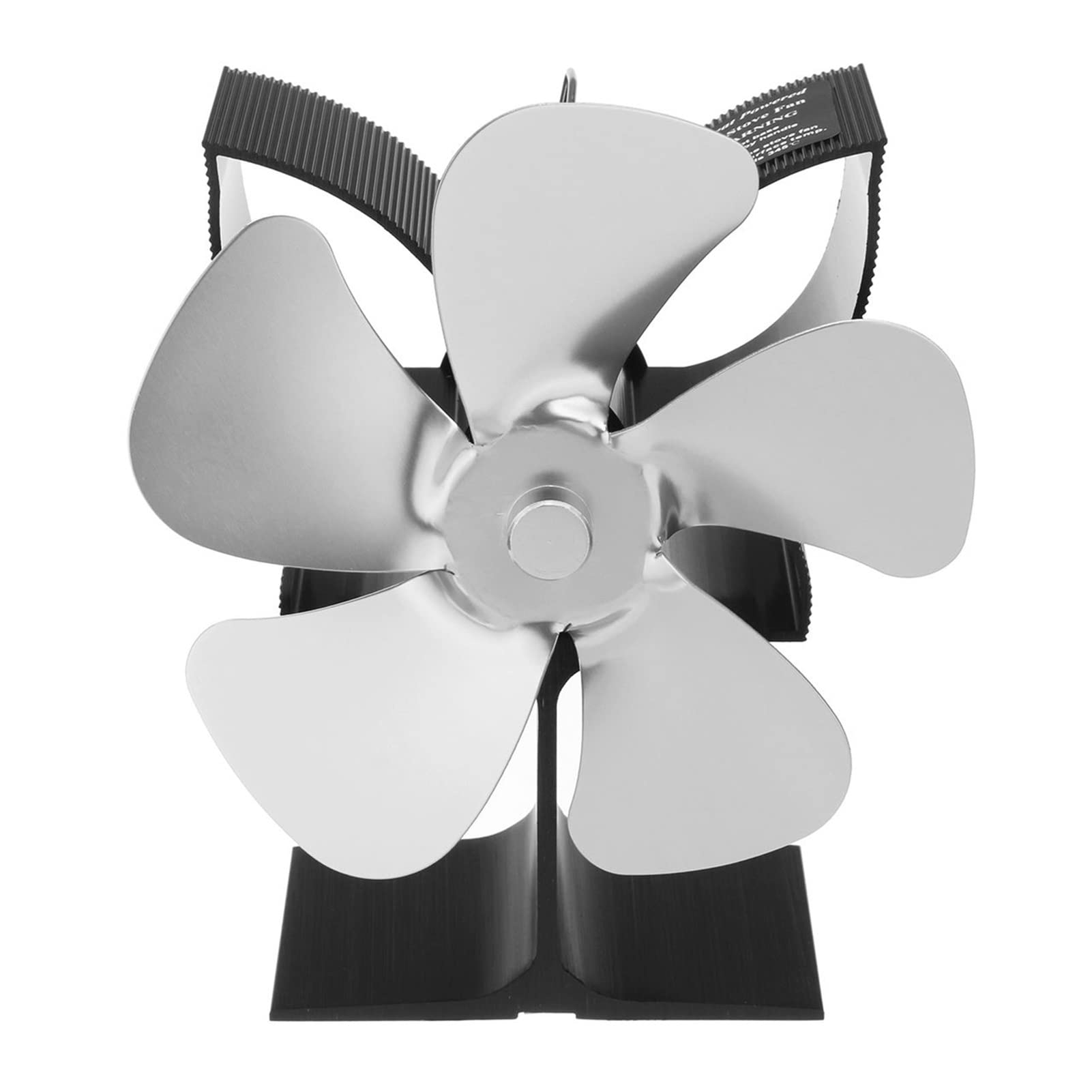 5-Blade Black Kamin Wood Stove Fan - Heat Powered Eco-Friendly Silent Fan for Efficient Heat Distribution (Color: Silver) - Perfect for Fireplace, Home Heating & Energy Saving