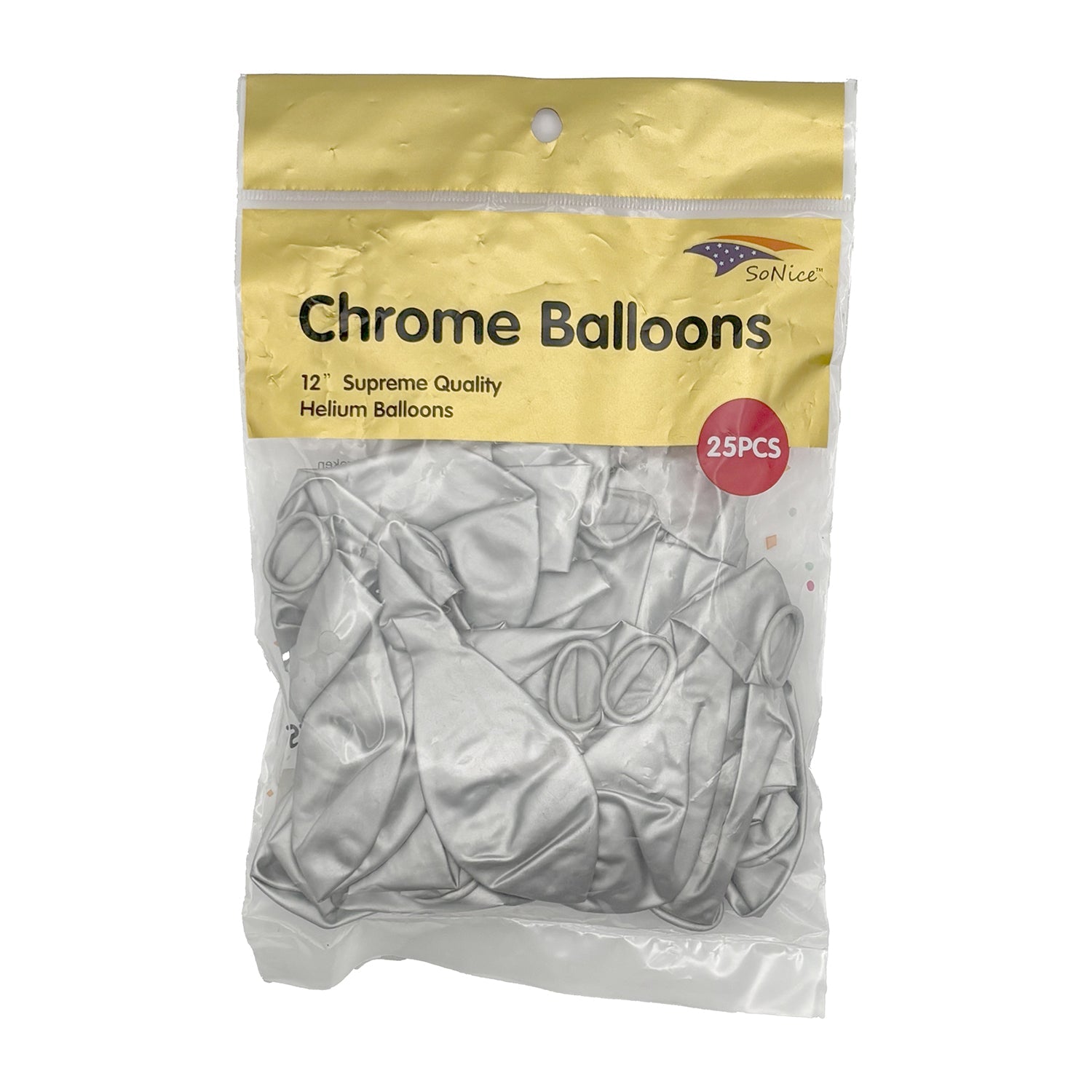 12 Pack Chrome Silver Balloons (25 Count) - Premium Metallic Party Balloons for Birthday, Wedding, Baby Shower & Anniversary Decorations