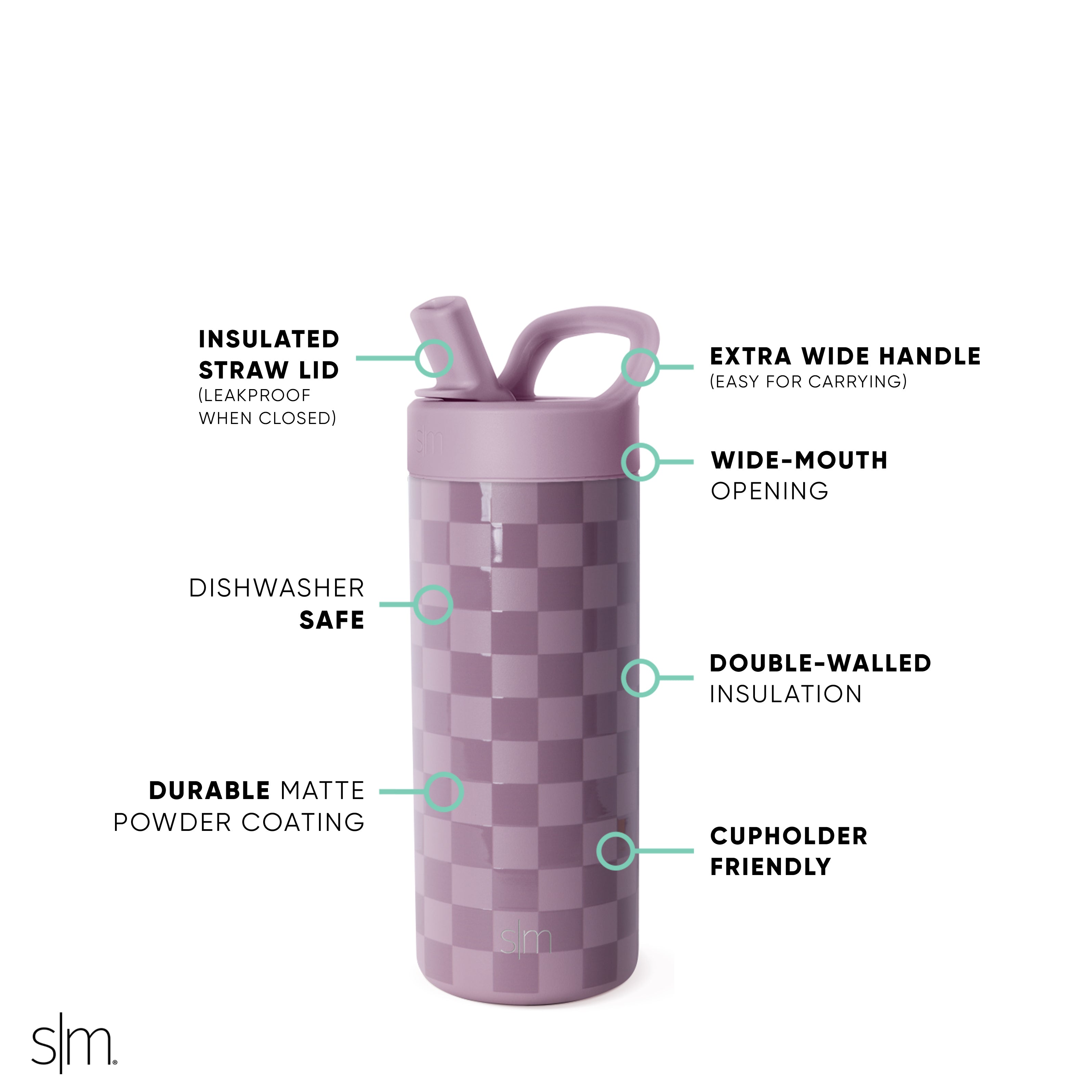 Stainless Steel Straw Cup with Manual Lid - Reusable Travel Water Bottle for Gym, Hiking & Outdoor Activities