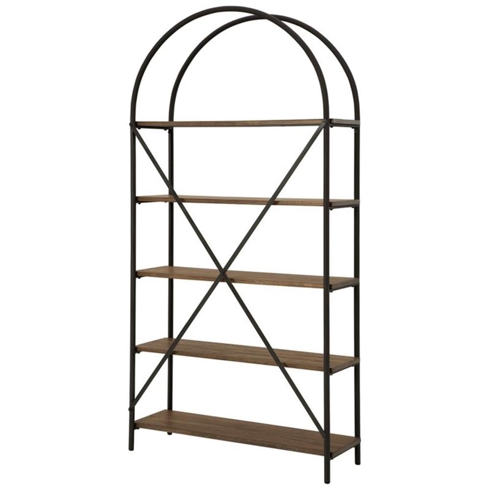 BOWERY HILL 5 Shelf Bookcase - Brown & Black Wooden Bookshelf for Living Room, Bedroom, Office - Perfect for Home Decor, Book Storage, and Display Organizer