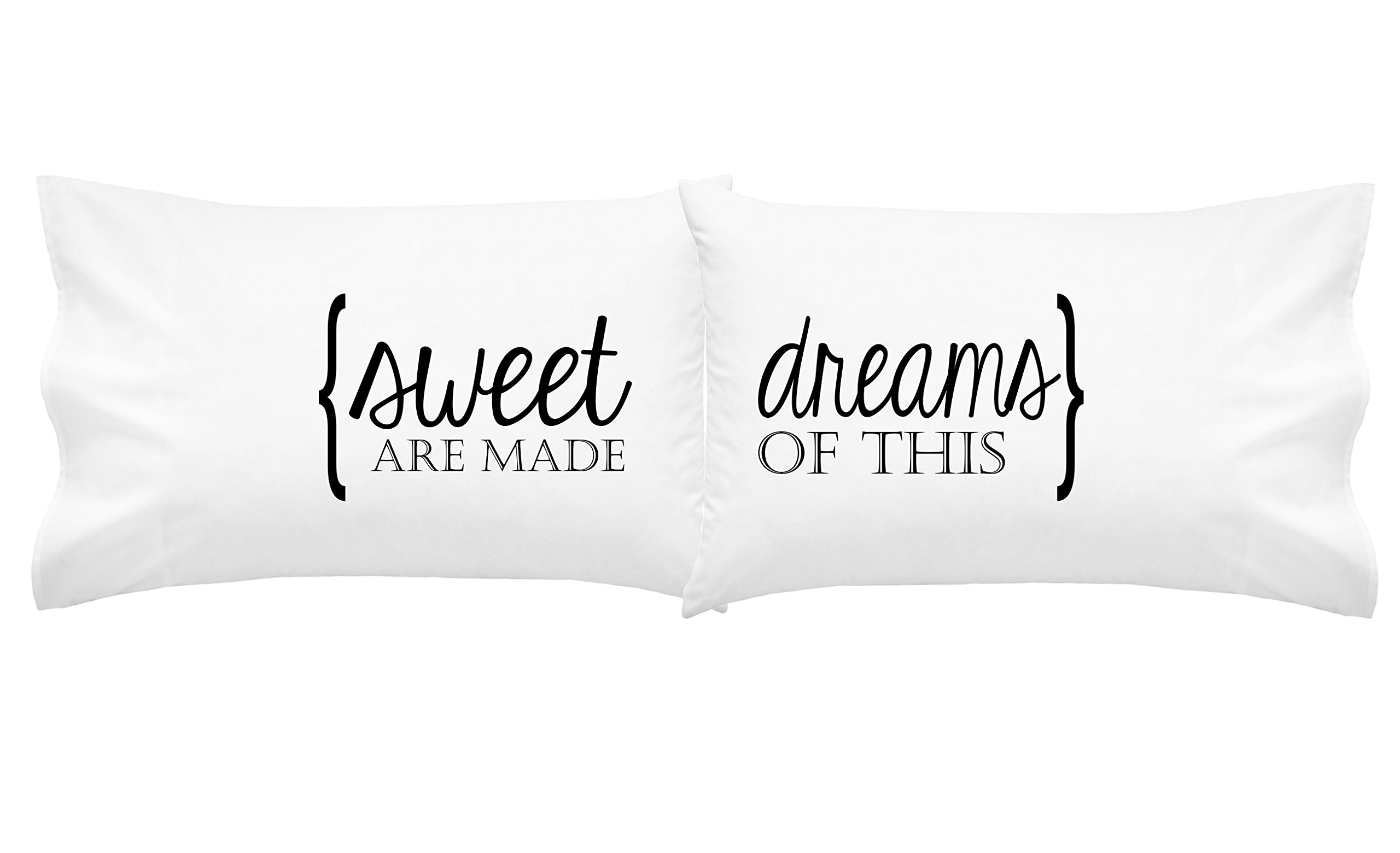 Sweet Dreams Pillowcases for Couples - 2 Pack Standard/Queen Size Soft Black Pillow Cases - Perfect for Guest Room, Bedroom & Home Decor