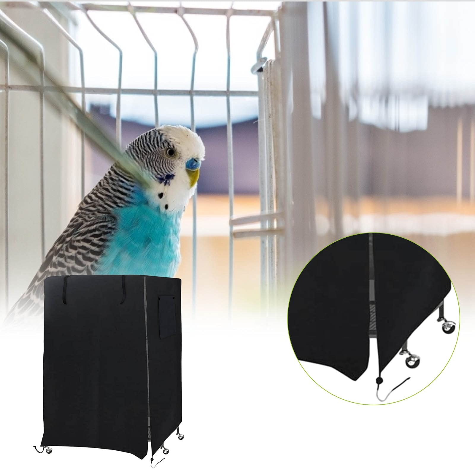 Black Flight Cage Bird House - Large Outdoor Hanging Birdcage with Feeder for Garden, Patio & Backyard Decor | Perfect for Parakeets, Finches & Small Birds | Weather-Resistant Painted Metal Design