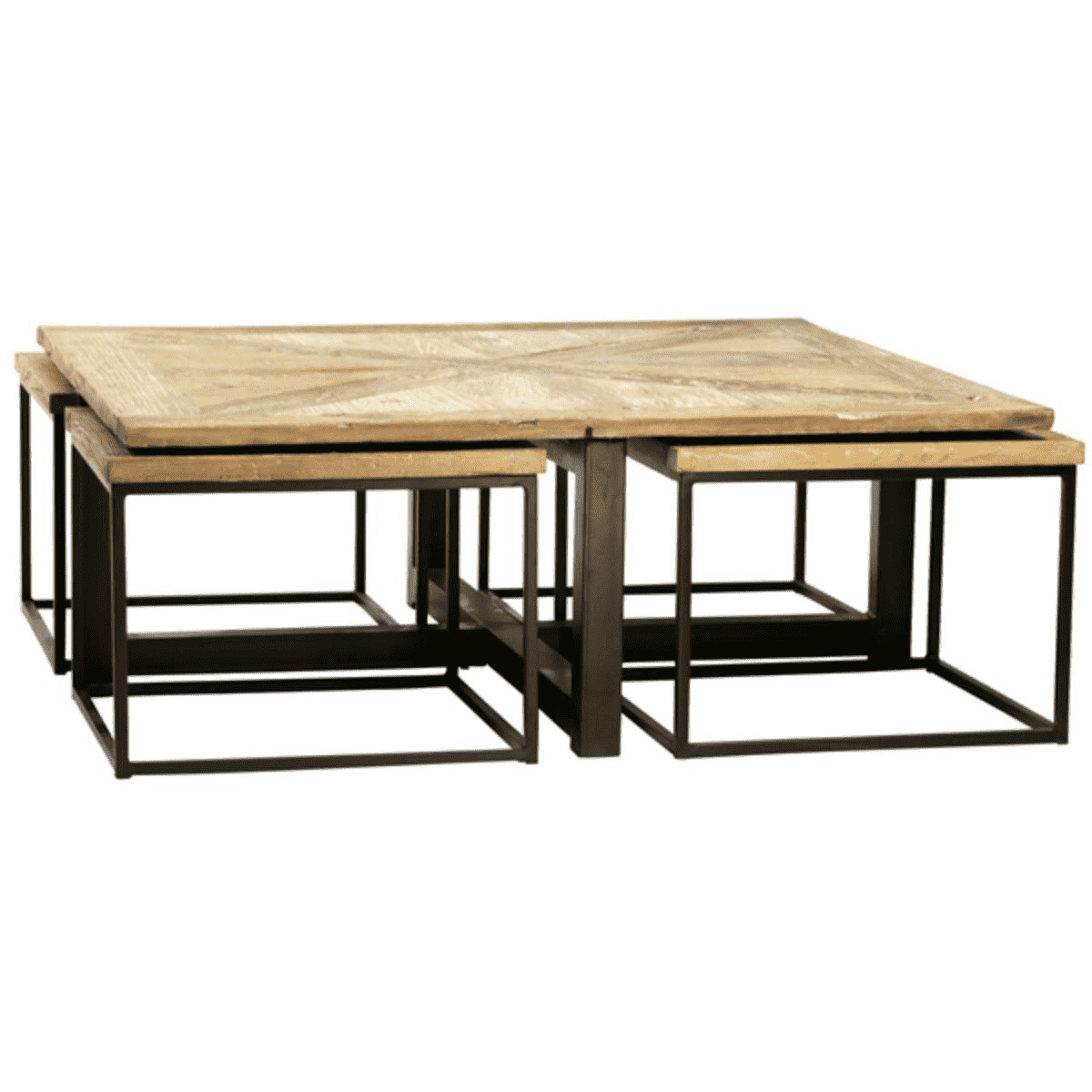 Tinsley 5-Piece Nesting 44-Inch Square Coffee Table Set - Modern Living Room Furniture for Small Spaces, Home Decor, and Office Use