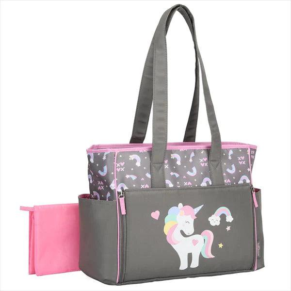 Babyboom Unicorn Print Zip Front Tote Diaper Bag for Moms - Stylish & Spacious Baby Essentials Organizer for Travel, Outings & Daily Use