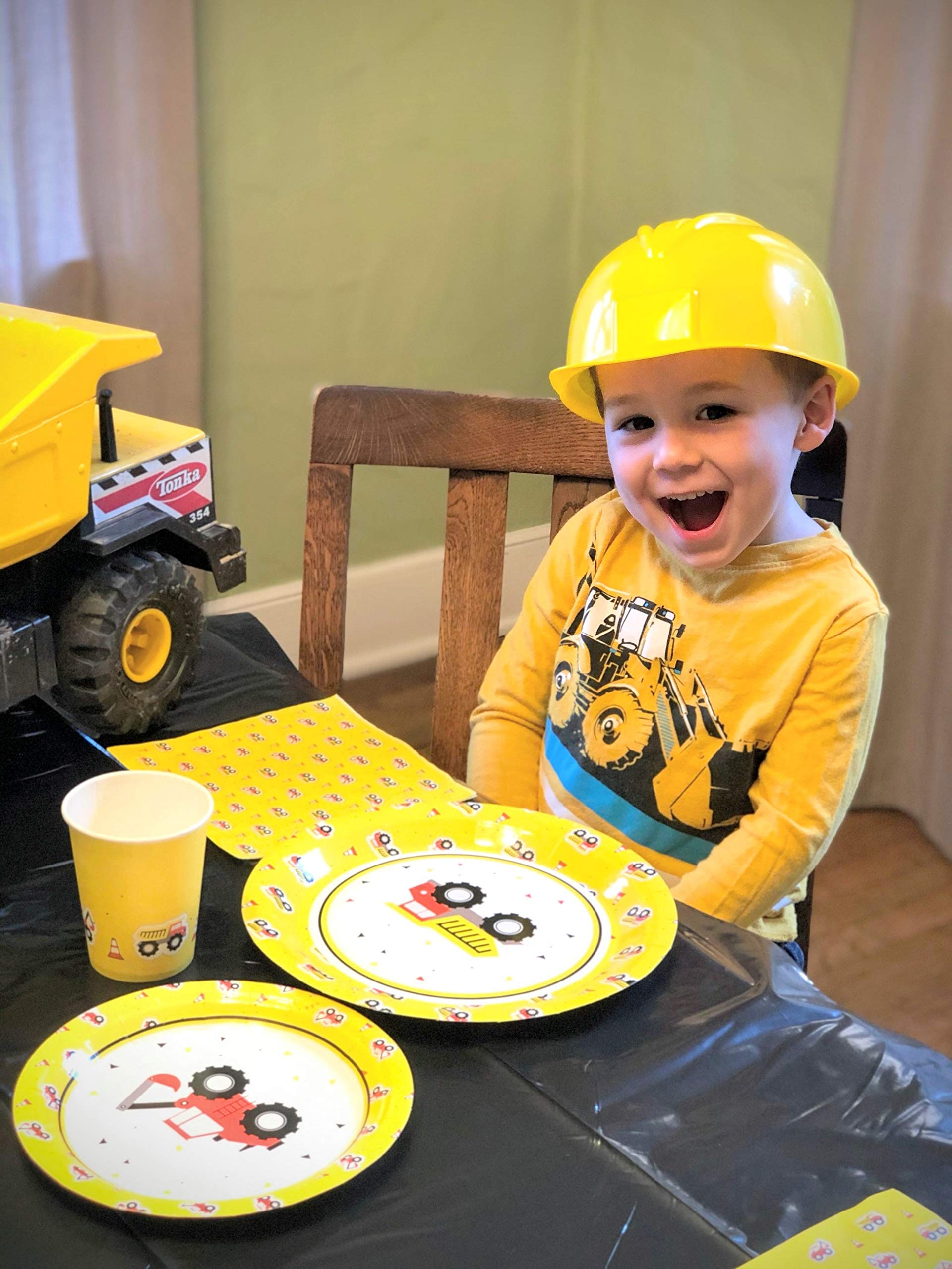 DK&Co. At Home Construction Birthday Party Supplies Plate Set - 24pc Toddler Utensils, Excavator & Construction Theme Party Plates for Kids, Perfect for Digger Themed Celebrations & Baby Shower Events