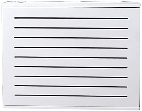 White Solid Wood WiFi Router Storage Box - Wall-Mounted Cable Organizer for Living Room, Set-Top Box Cover with Floating Shelf - Perfect for Home Office & Entertainment Center Organization