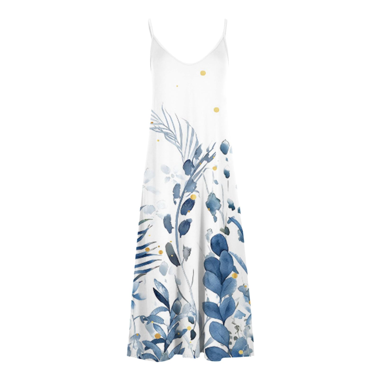 Women's Maxi Dresses 2024 - Casual Spaghetti Strap V-Neck Long Summer Dress for Beach, Vacation & Outdoor Activities | Trendy Flowy Sun Dress for Pool Parties, Date Nights & Summer Travel