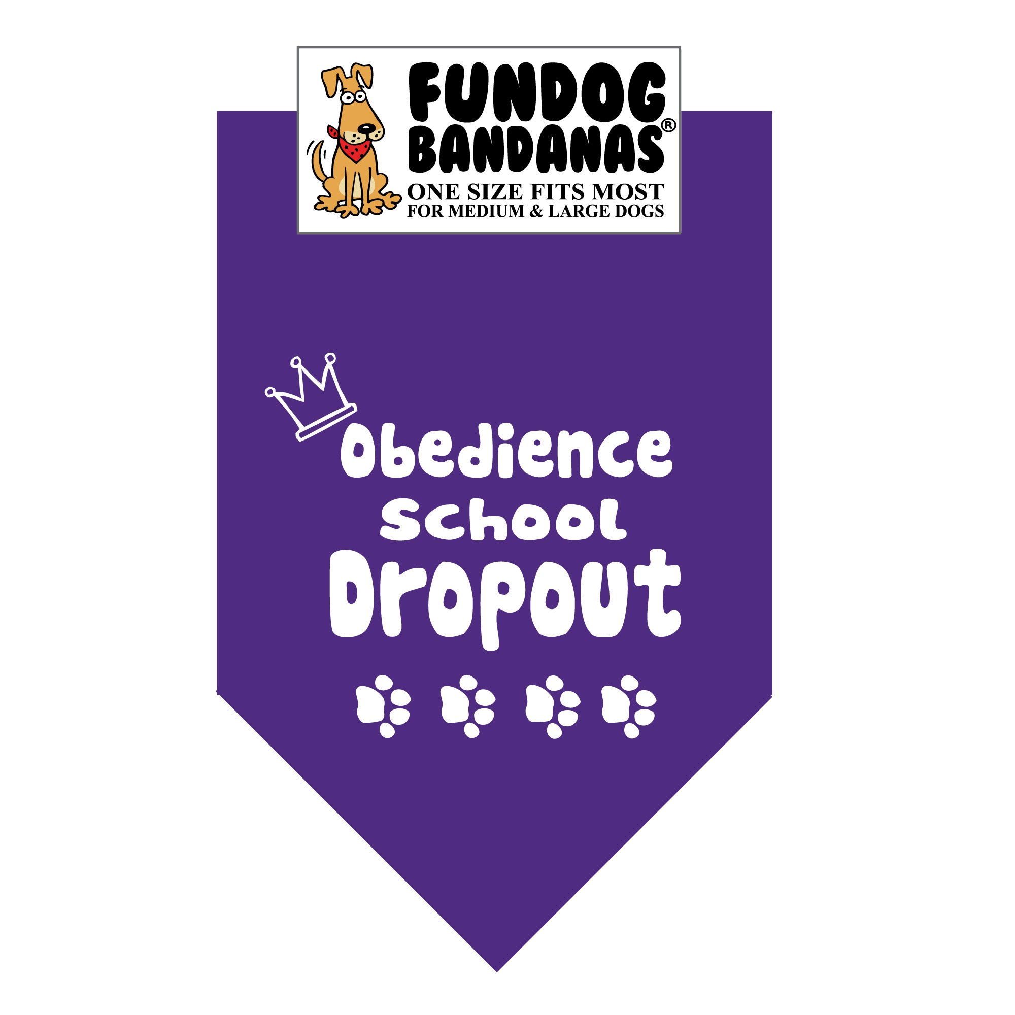 Obedience School Dropout Dog Bandana - Adjustable Pet Bandana for Medium & Large Dogs - Purple Dog Accessory for Training, Walks & Playtime