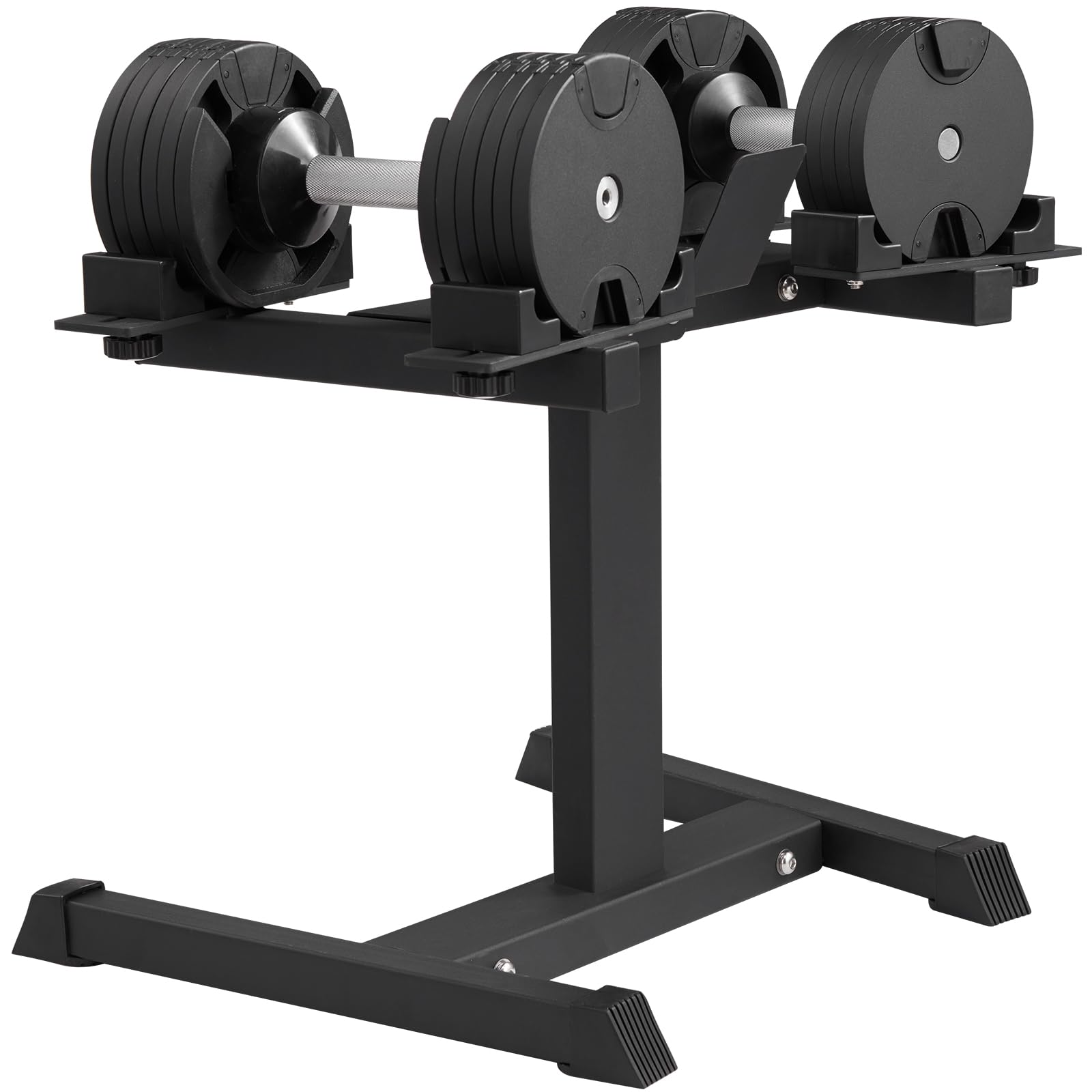 VEVOR Adjustable Dumbbell Stand - 160 lbs Capacity Home Gym Rack with Media Shelf | Compact & Safe Weight Holder for Dumbbells | Perfect for Strength Training, Home Workouts & Space-Saving Fitness Storage