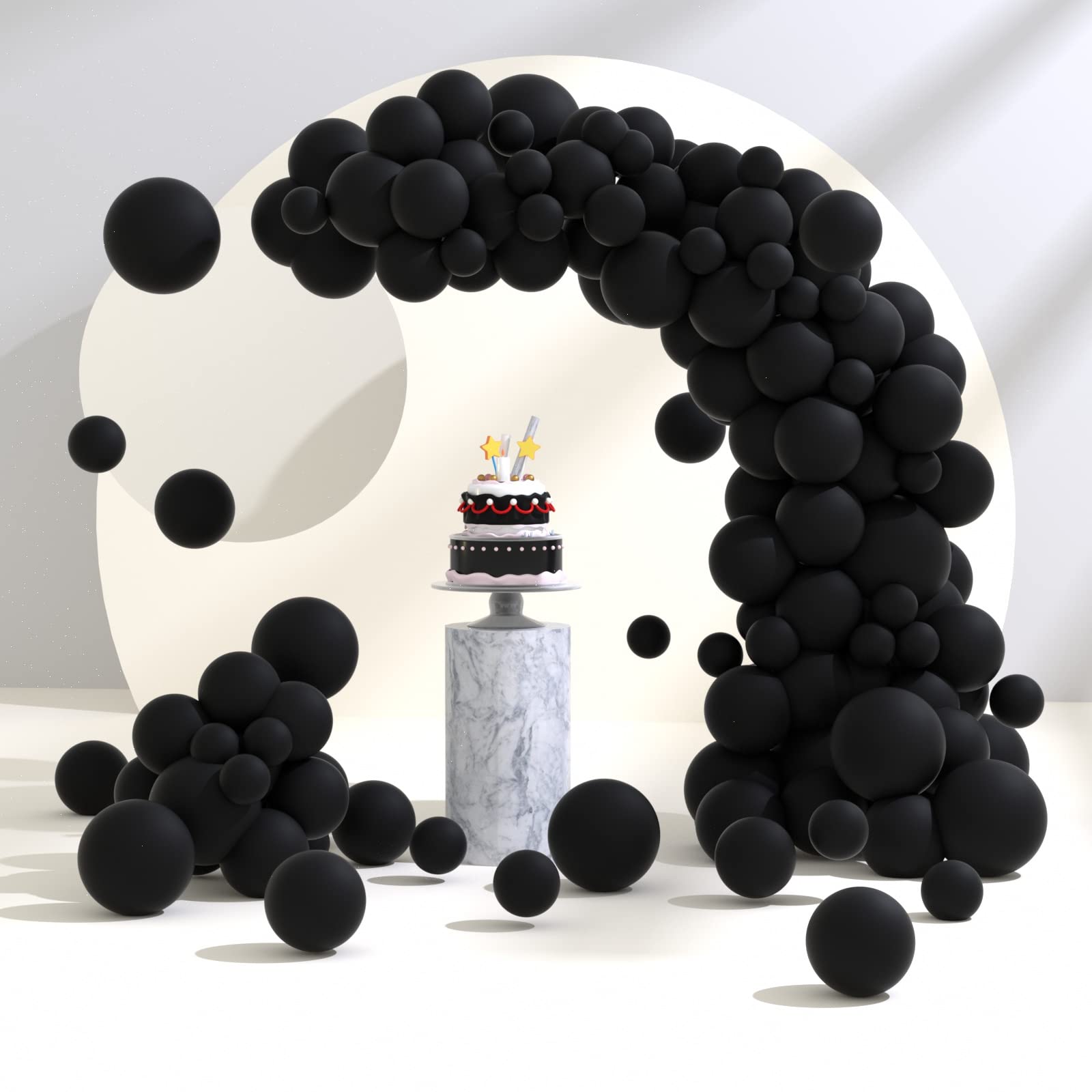 70 Pack Black Balloons Garland Kit - 12/5 Inch Pastel Latex Balloons for Graduation, Birthday, Baby Shower, Wedding & Christmas Party Decorations - Perfect for Indoor/Outdoor Events, Photo Backdrops & Festive Celebrations
