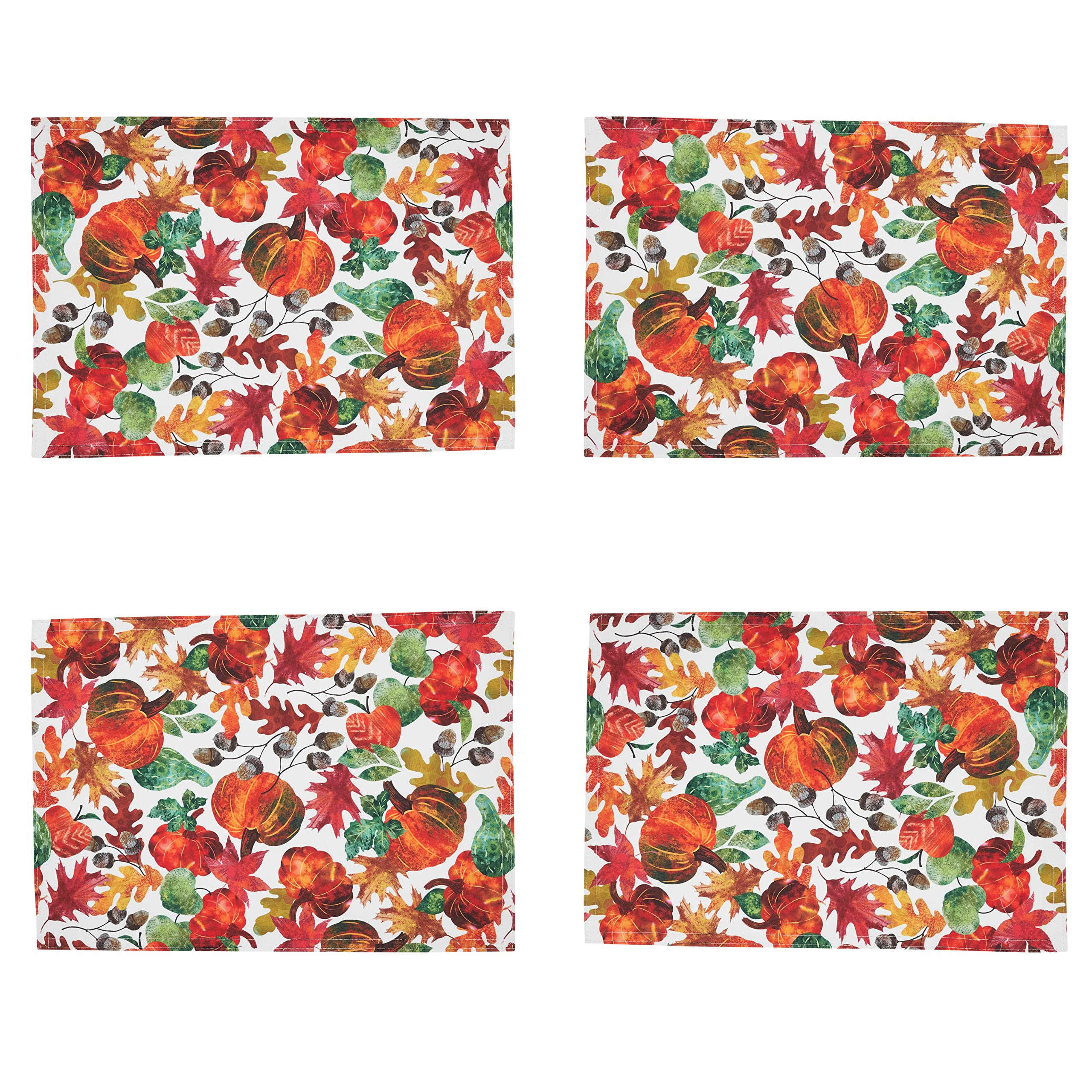 Pumpkin Foliage Placemats Set of 4 - Fall Thanksgiving Table Decor for Dining Room, Kitchen, and Seasonal Home Decor