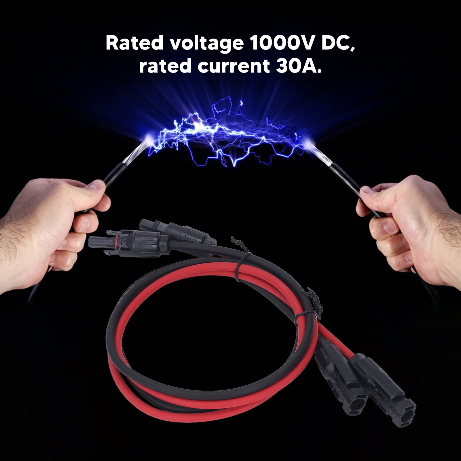 4mm² Industrial Solar Extension Cord - IP68 Waterproof Solar Cable (2-Pack) - Perfect for Outdoor Solar Panels, Garden Lights & RV Power