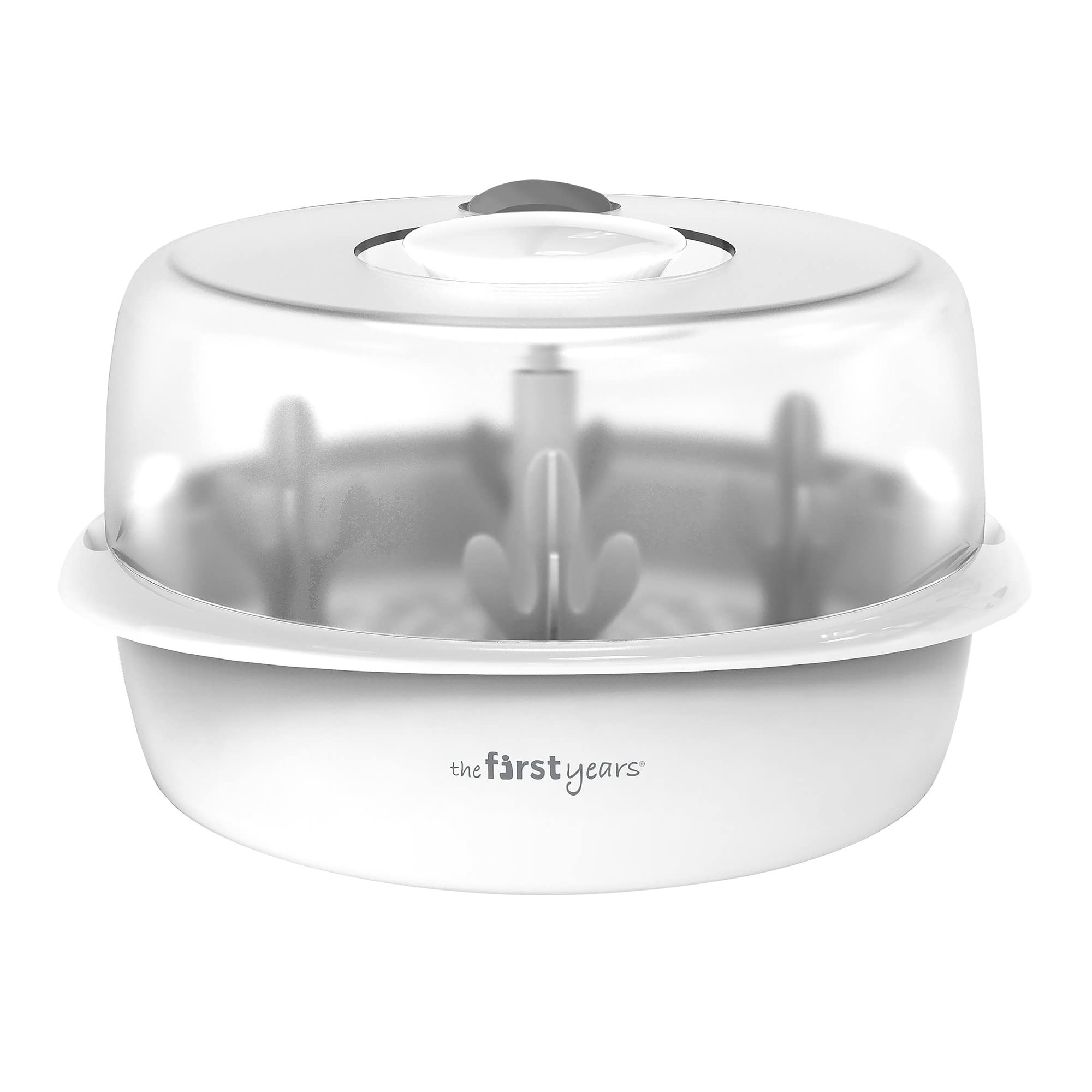 The First Years Baby Bottle Sterilizer - Microwave Steam Sterilizer for Bottles, Pacifiers & Baby Accessories | Safe & Fast Sterilization for Newborns | Perfect for Daycare, Travel & Home Use (Gray)