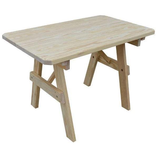 Unfinished Yellow Pine Traditional Dining Table by A&L Furniture - Rustic Farmhouse Style for Kitchen, Dining Room, or Outdoor Patio