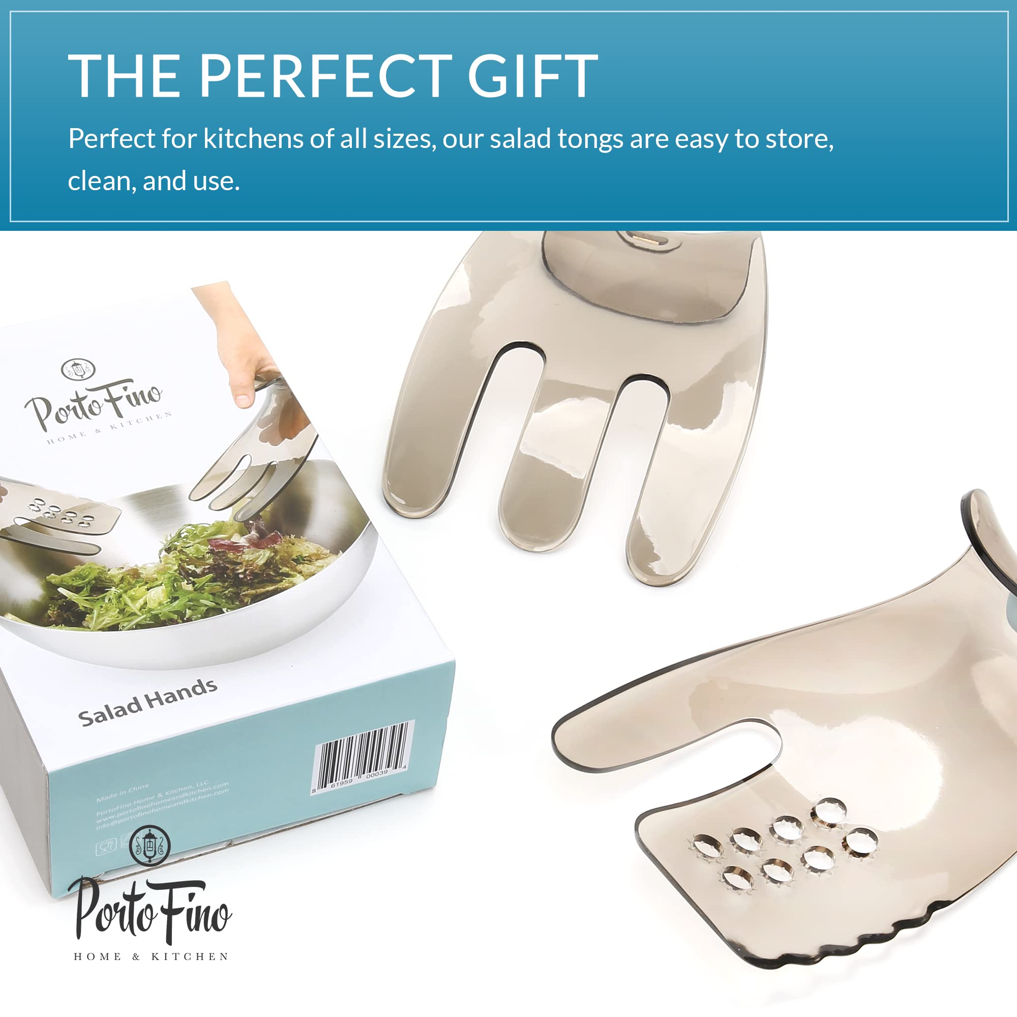 Salad Hands - Premium Salad Tongs & Serving Utensils Set - Space-Saving Dishwasher Safe Salad Servers (1 Pair) - Perfect for Tossing, Serving Fresh Greens at BBQs, Picnics & Family Dinners