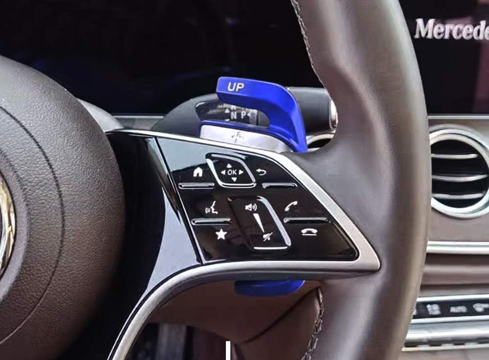 AMG Style Blue Steering Wheel Paddle Shift Kit for Mercedes-Benz W206 C-Class & 2021+ E-Class LCI - Upgrade Your Driving Experience for Sporty Performance & Track Days