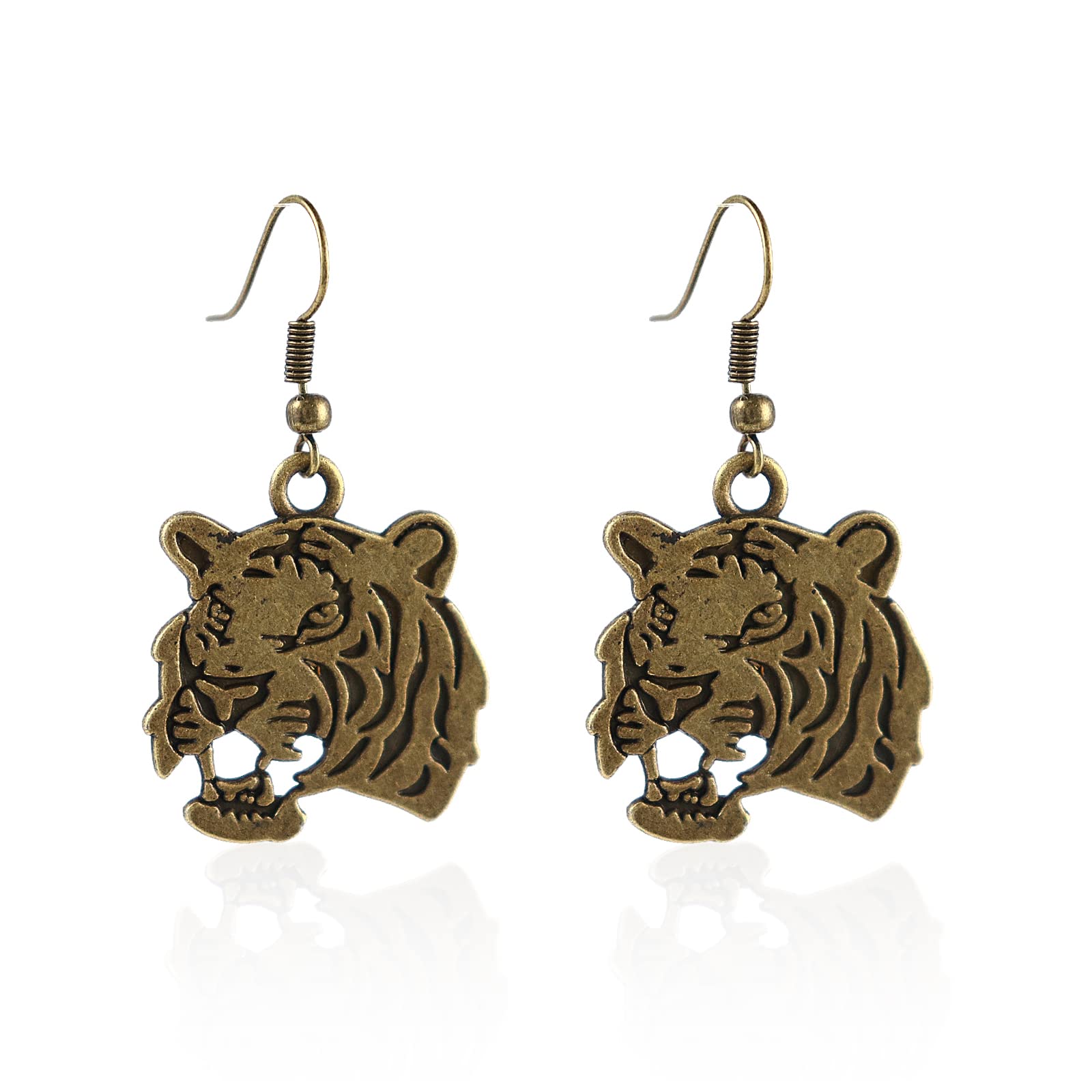 Vintage Minimalist Tiger Head Drop Earrings - Personalized Handmade Double-Sided Dangle Earrings for Women | Perfect for Boho Fashion, Party Accessories & Unique Gifts