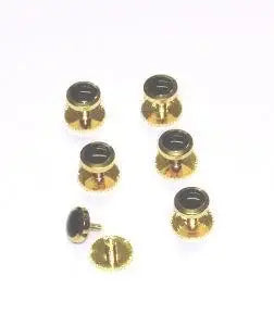 LA Smith Gold Black Dress Shirt Studs - Elegant Cufflinks for Men's Formal Wear | Perfect for Weddings, Business Meetings & Special Occasions