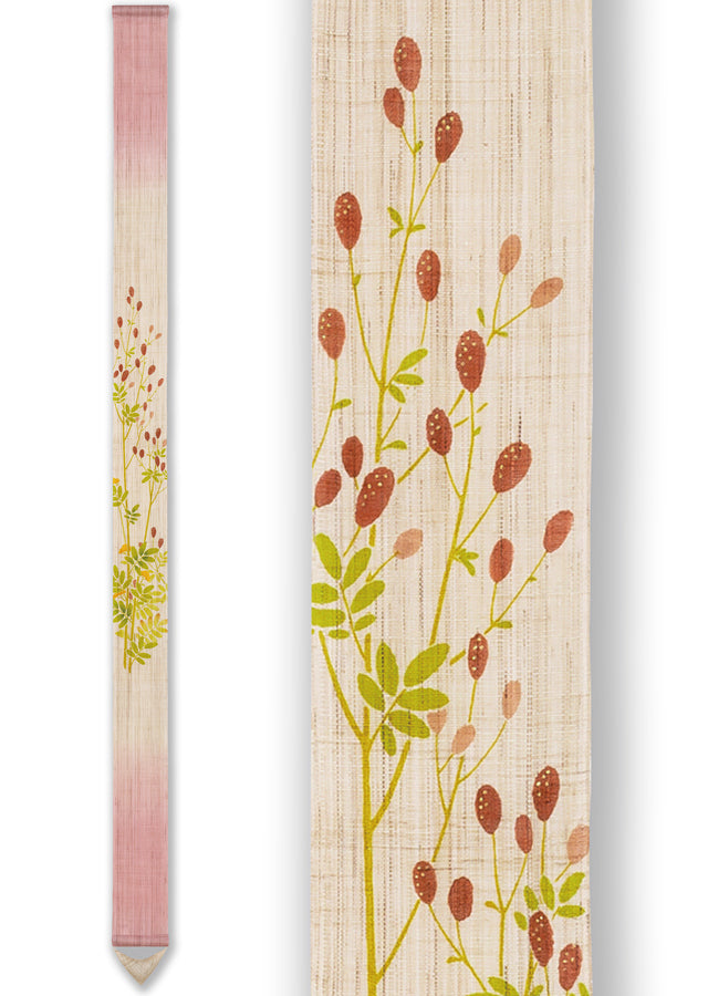 Hand-Dyed Linen Japanese Narrow Tapestry - Great Burnet Kyoto Noren Wall Hanging Scroll | Traditional Home Decor for Living Room, Bedroom & Entryway
