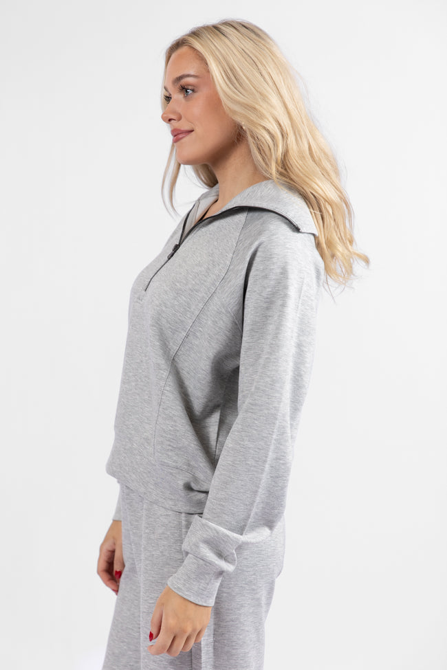 Heather Grey Quarter Zip Knit Pullover for Women & Men | Soft Casual Sweater | Perfect for Fall, Winter & Outdoor Activities