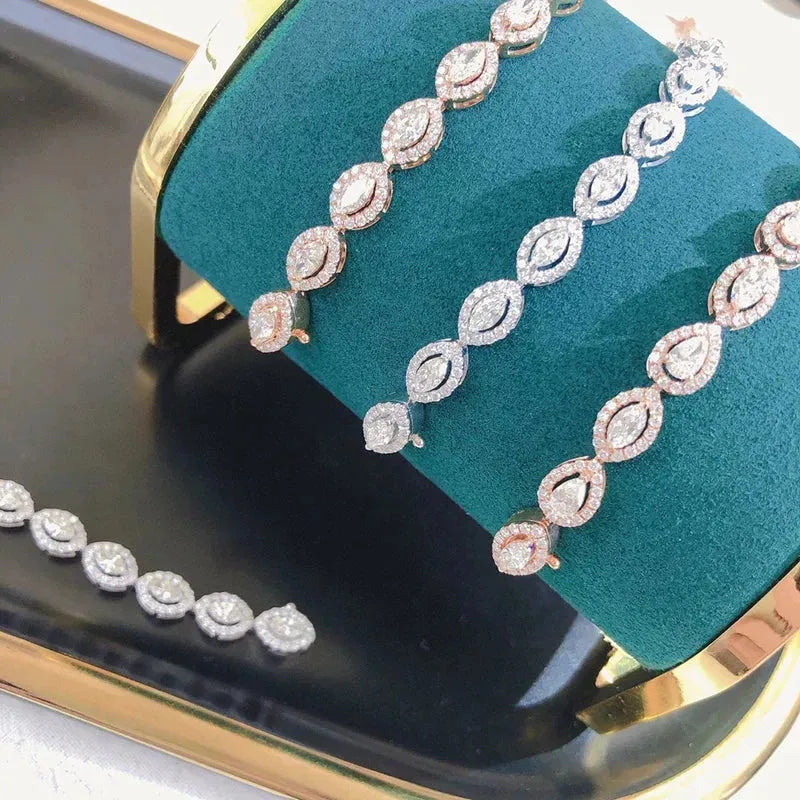 18K White Gold & Rose Gold Real Diamond 4.5ct Horse Eye Bracelet for Women - Elegant Wedding, Engagement & Party Jewelry Gift - Perfect for Anniversaries, Bridal Showers and Special Occasions