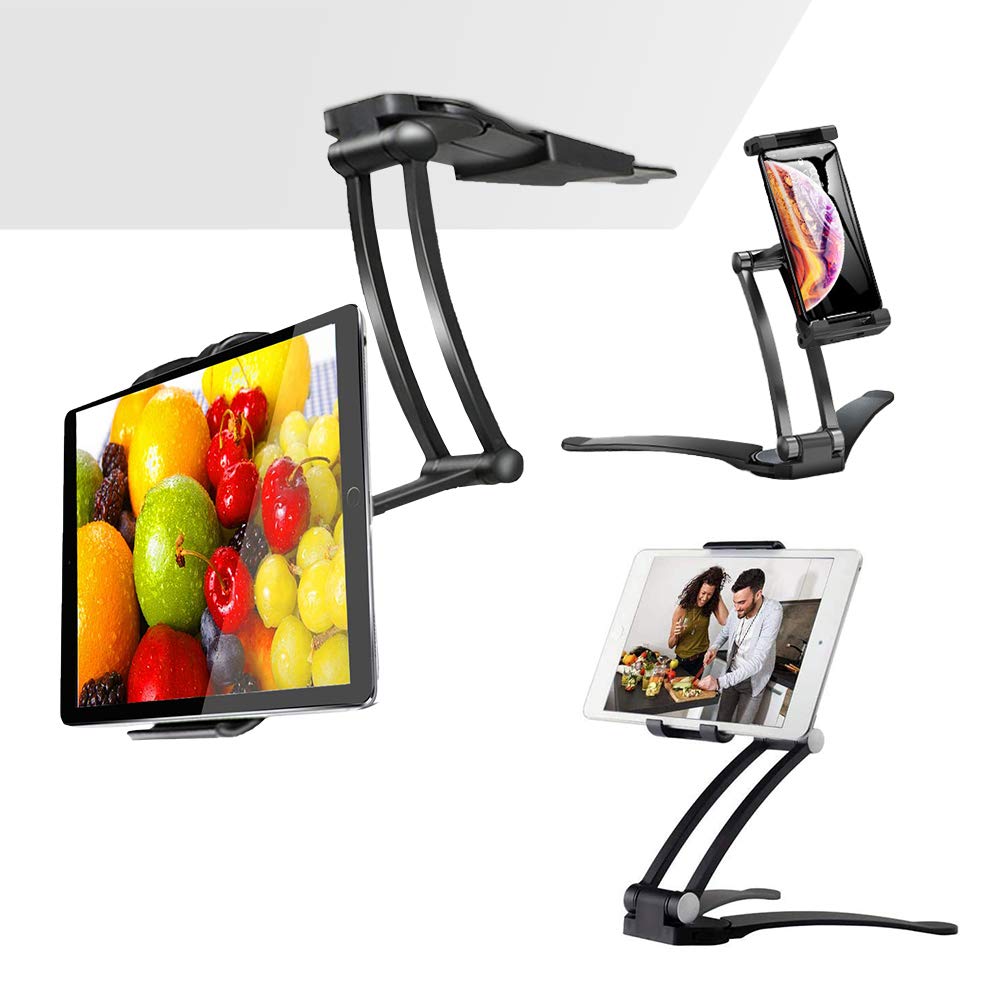 2-in-1 Adjustable Tablet Stand & Wall Mount Holder for iPad Pro 11, iPad Mini 5, iPad Air 4, Surface Pro, Galaxy Tab S3 & 5-12