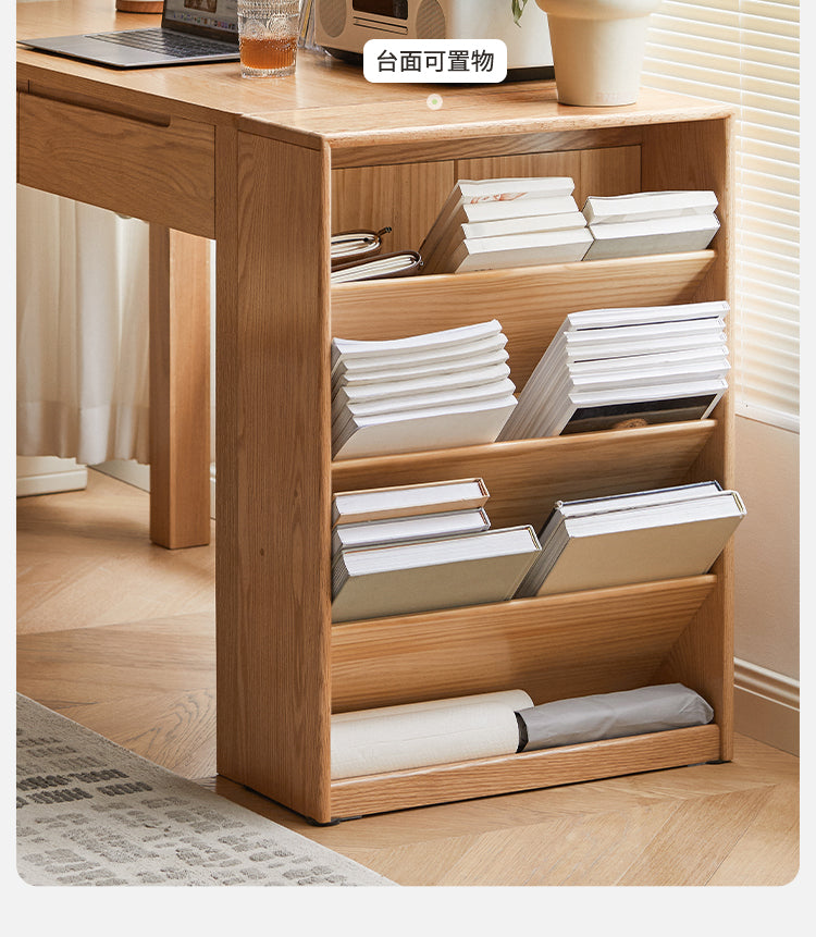 Oak Solid Wood Small Wall-Mounted Book Rack - Space-Saving Bookshelf for Living Room, Bedroom & Office Organization
