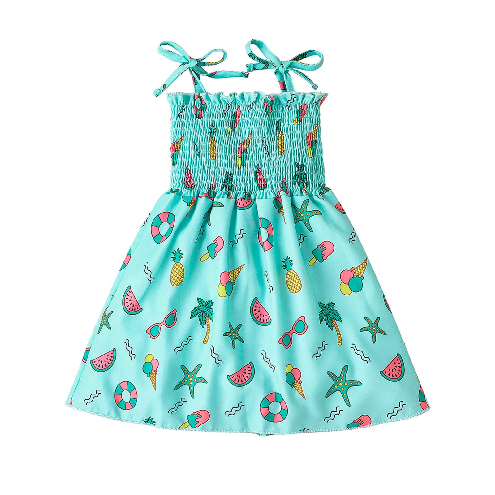 RNTOP Toddler Girls Sleeveless Summer Beach Dress - Cute Cartoon Printed Princess Outfit for Kids, Baby Girl Sun Dress for Pool Party, Vacation, Halloween Costume & Playtime