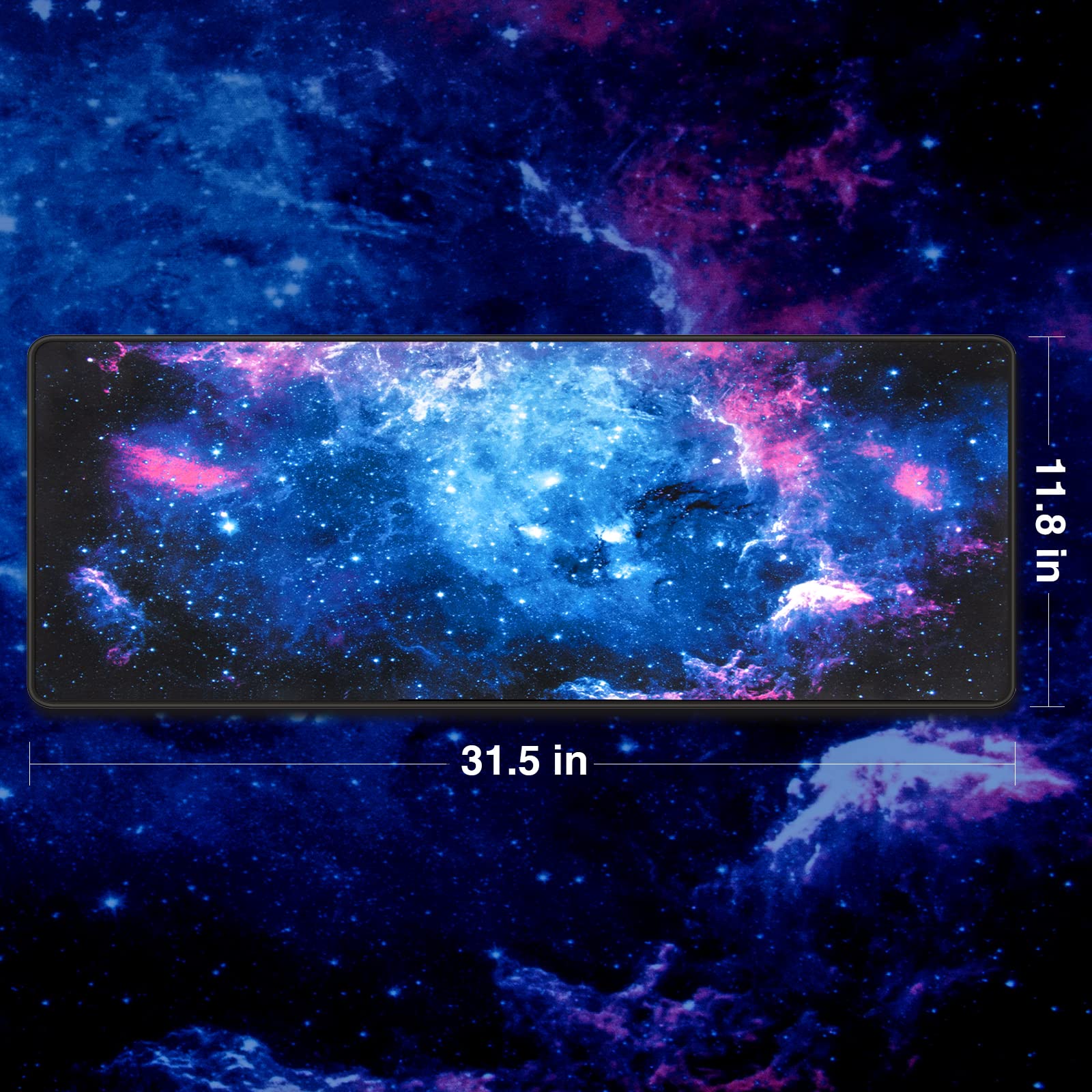 ETZ Large Gaming Mouse Pad 31.5 x 11.8 Inches - Non-Slip Rubber Base, Stitched Edges, Waterproof Desk Mat for PC, Laptop, Office & Home Use - Perfect for Gaming, Work, and Study
